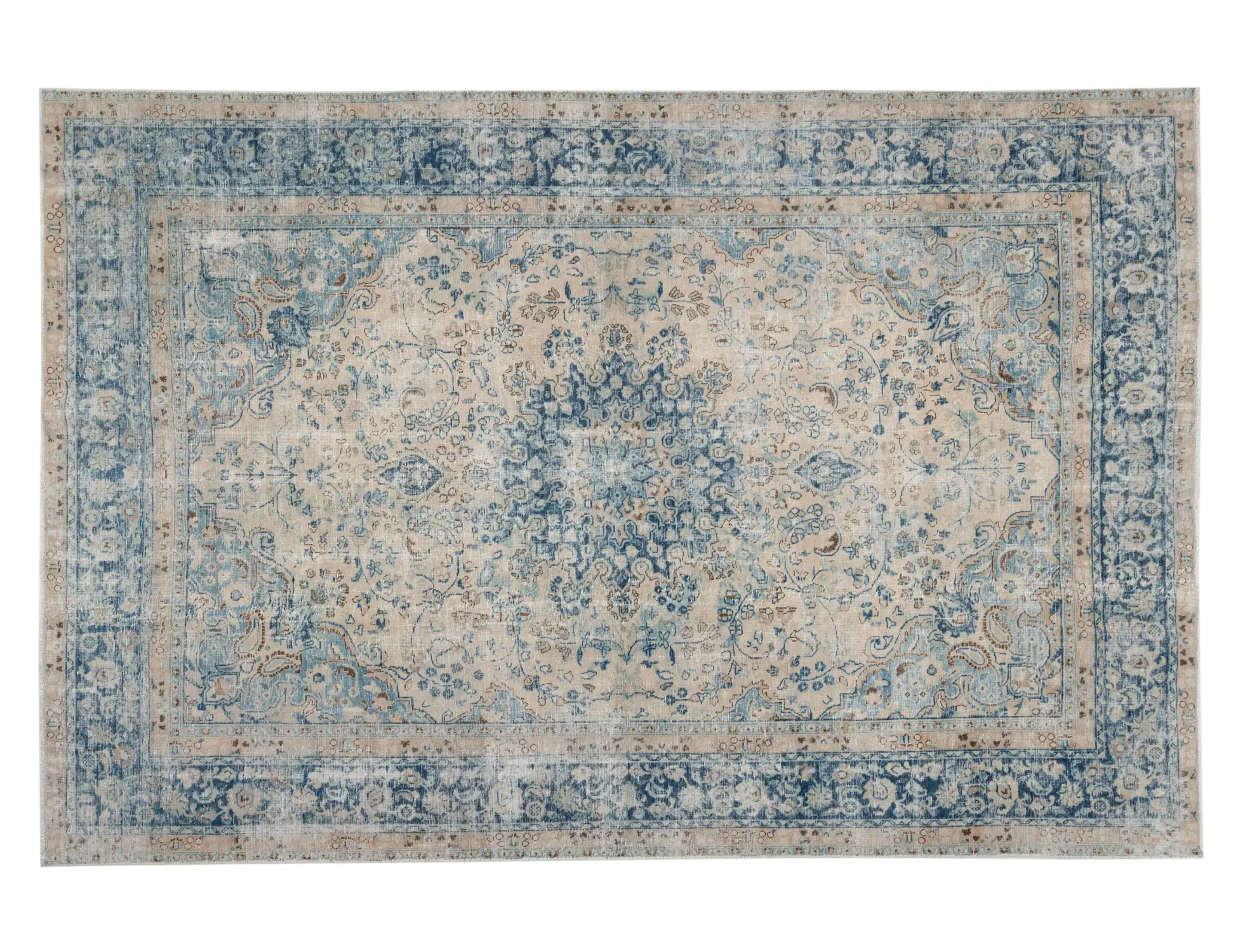Blauw Perzië Perzisch Vintage Tapijt  332 x 235 cm - Uniek handgemaakt tapijt