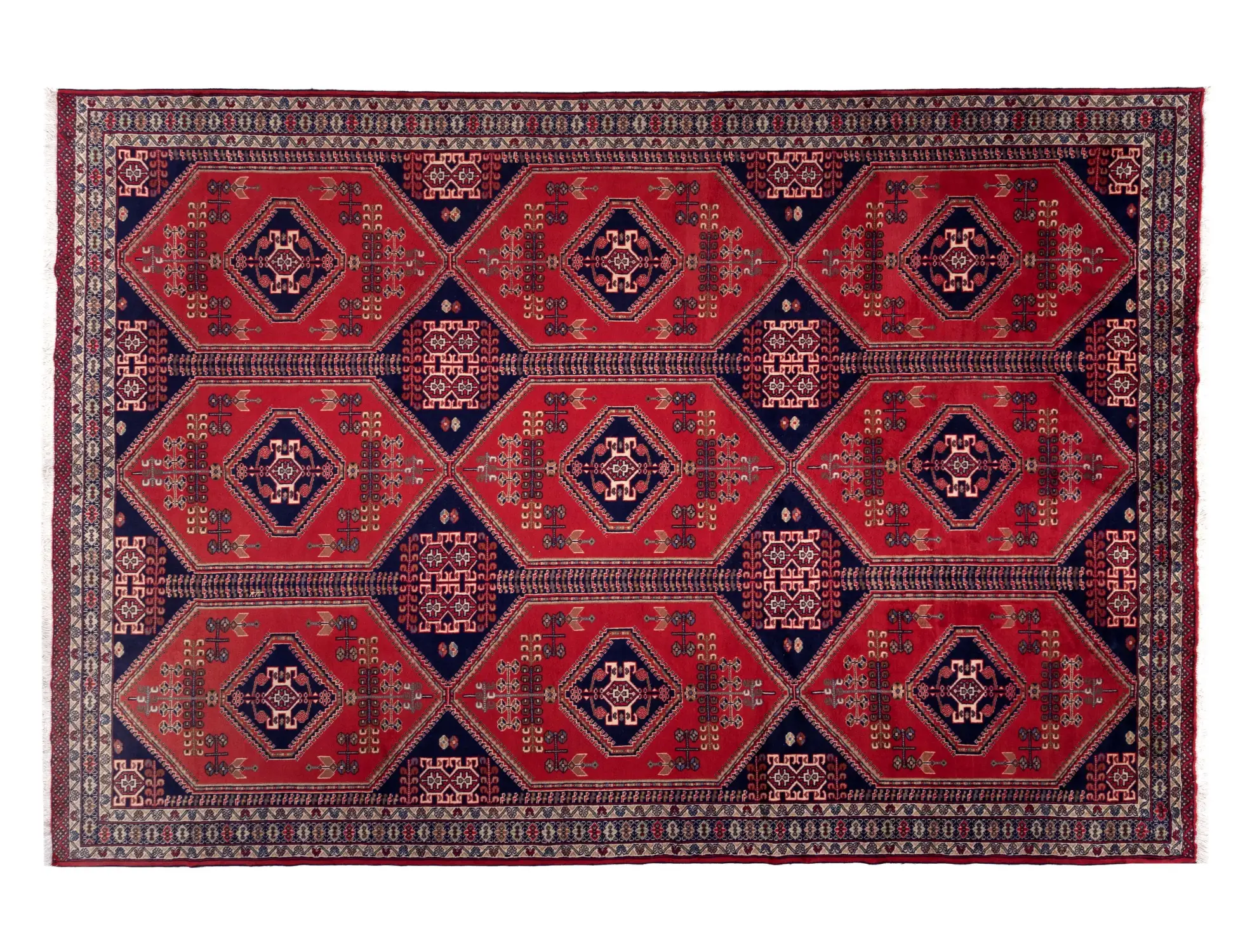 Rouge Persan Turkman  384 x 307 cm - Tapis fait main unique