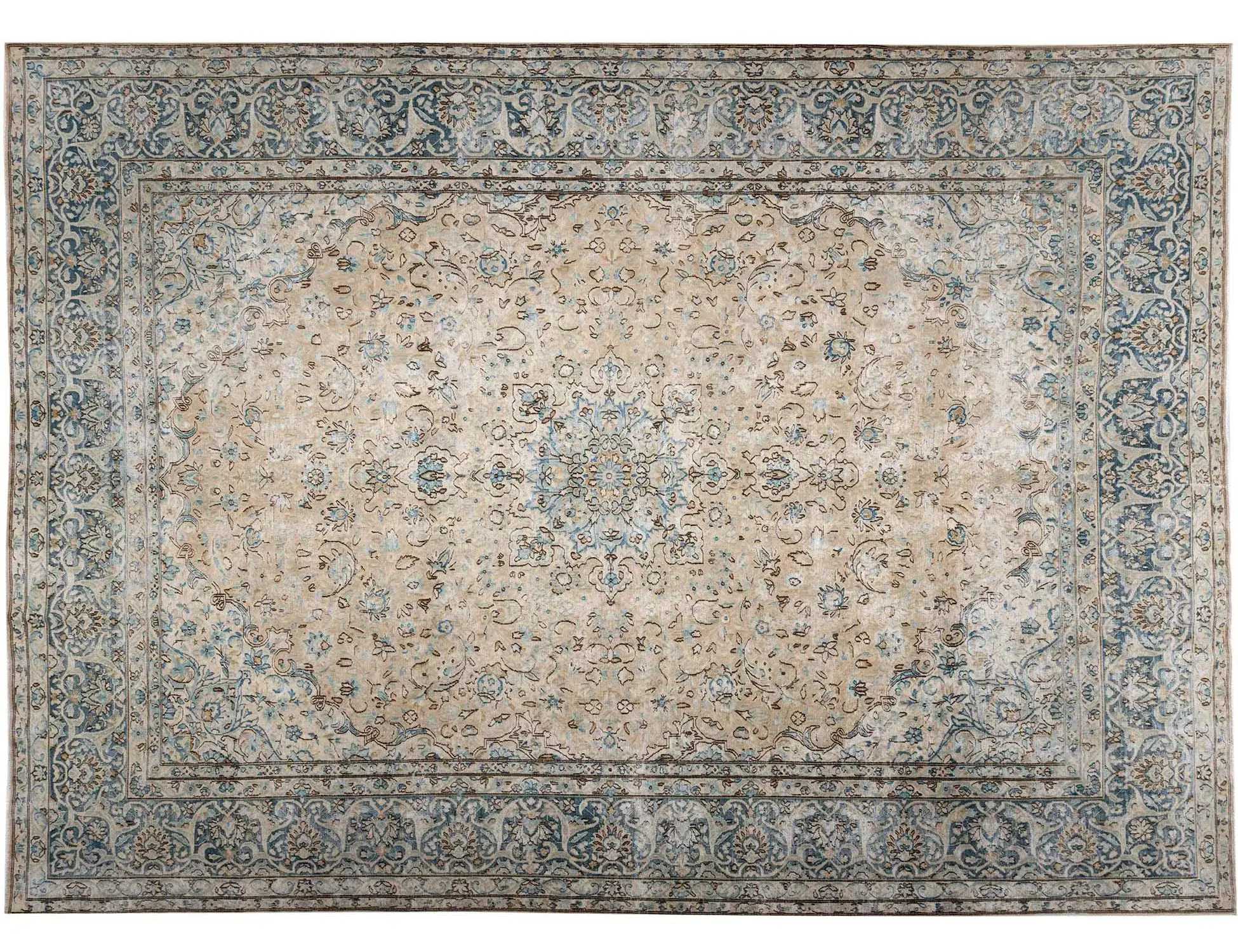 Beige  text_origin_4 Persian Vintage Carpet  372 x 267 cm - Unique Handmade Carpet