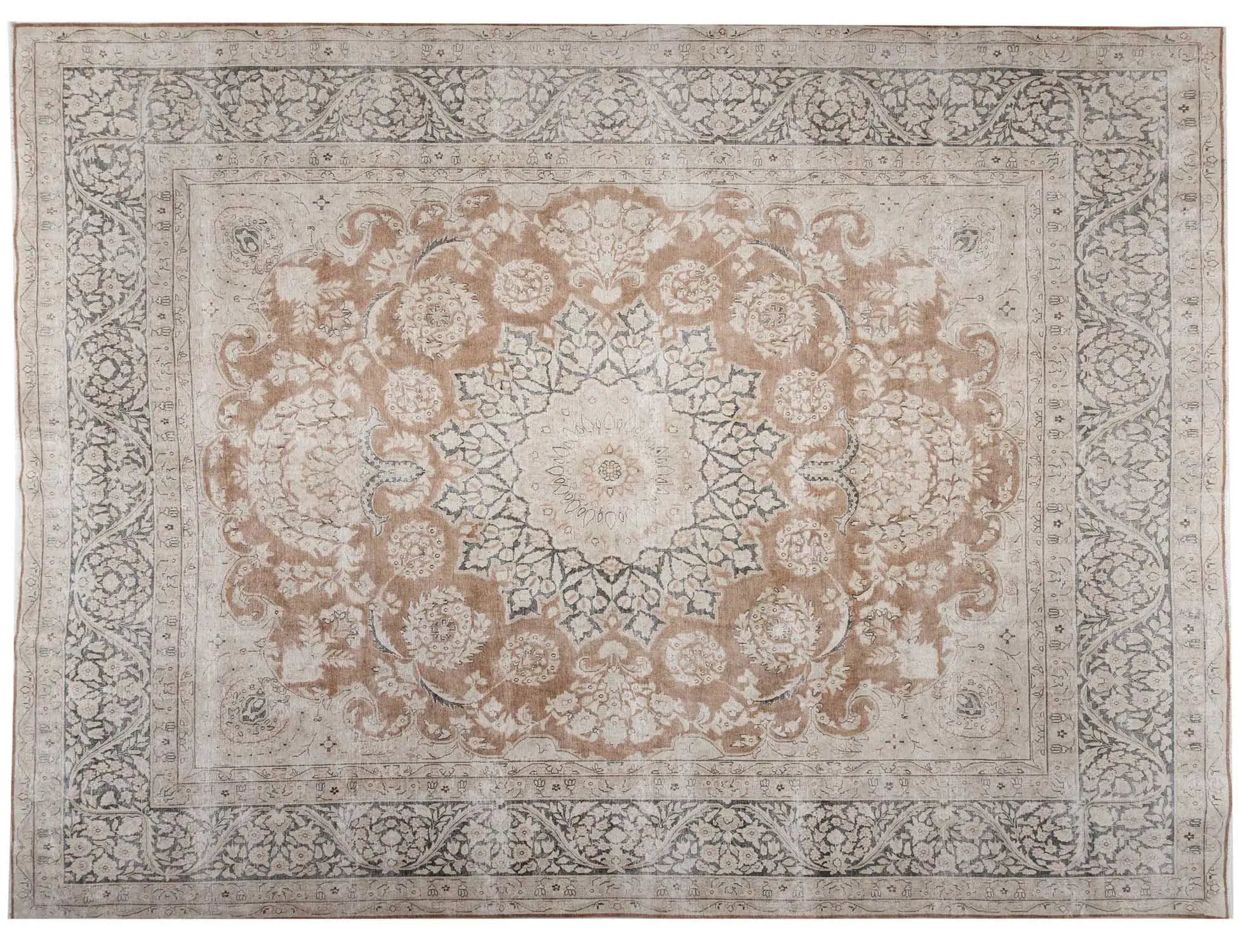 Beige Persien Persischer Vintage Teppich  390 x 303 cm - Einzigartiger handgefertigter Teppich