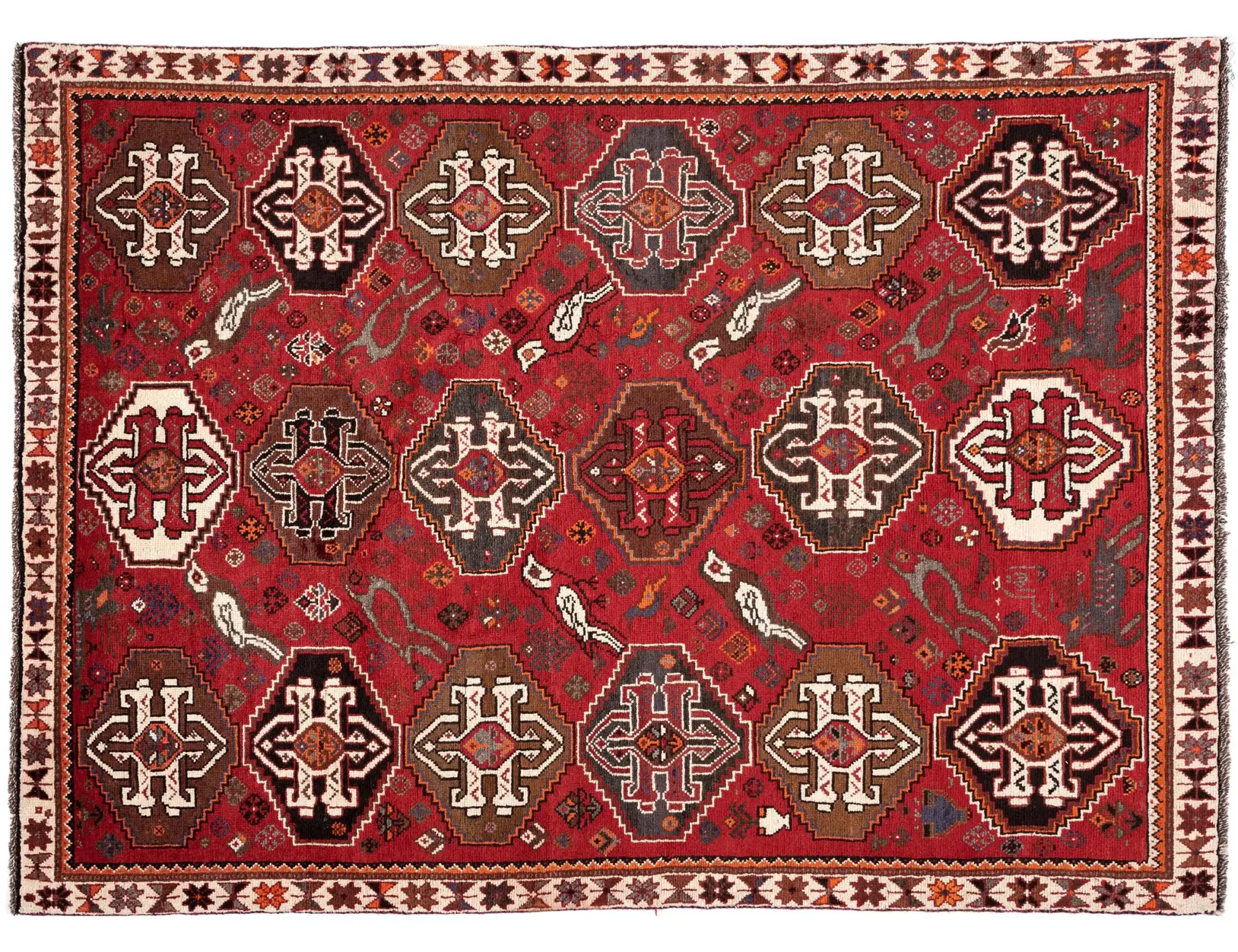 Red Persia Shiraz 254 x 163 cm - Unique Handmade Carpet