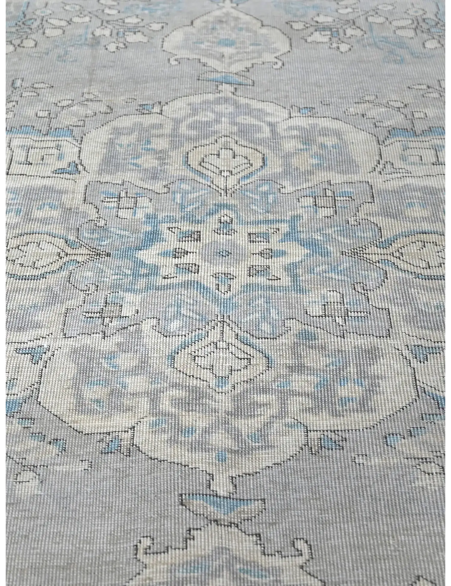 Grau Persien Persischer Vintage Teppich  292 x 198 cm - Einzigartiger handgefertigter Teppich