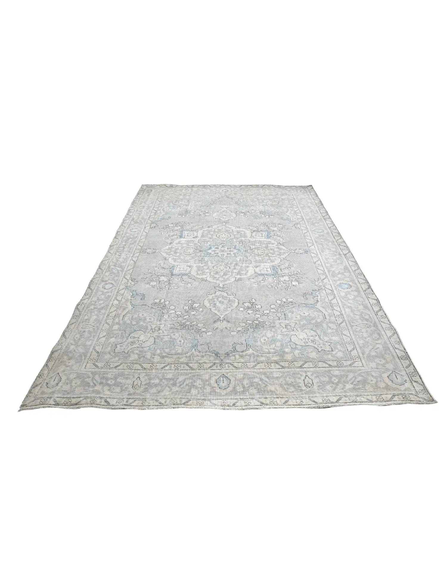 Grau Persien Persischer Vintage Teppich  292 x 198 cm - Einzigartiger handgefertigter Teppich