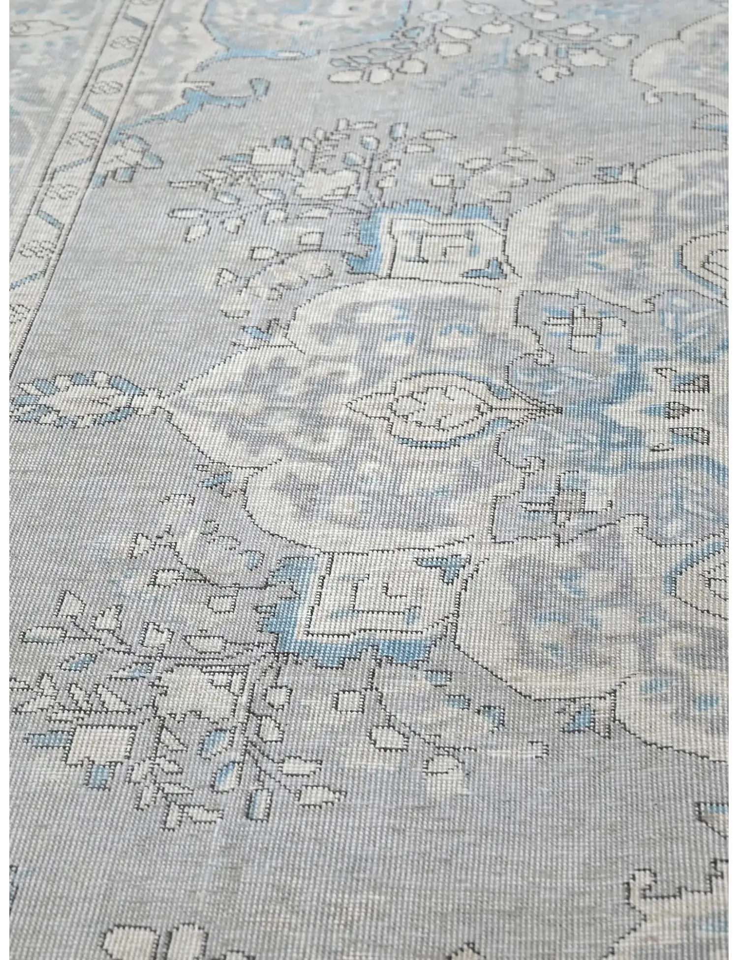 Grau Persien Persischer Vintage Teppich  292 x 198 cm - Einzigartiger handgefertigter Teppich