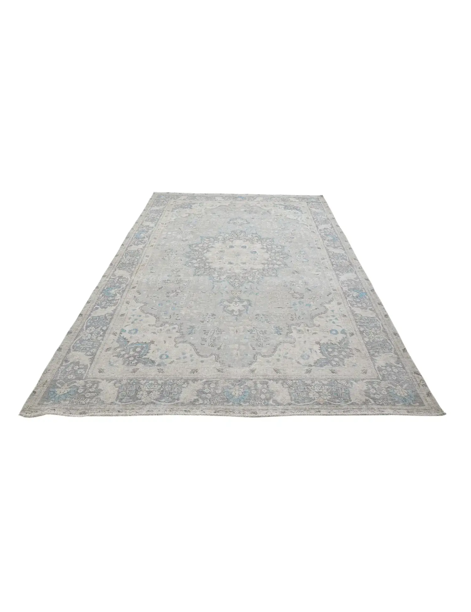 Grau Persien Persischer Vintage Teppich  306 x 203 cm - Einzigartiger handgefertigter Teppich