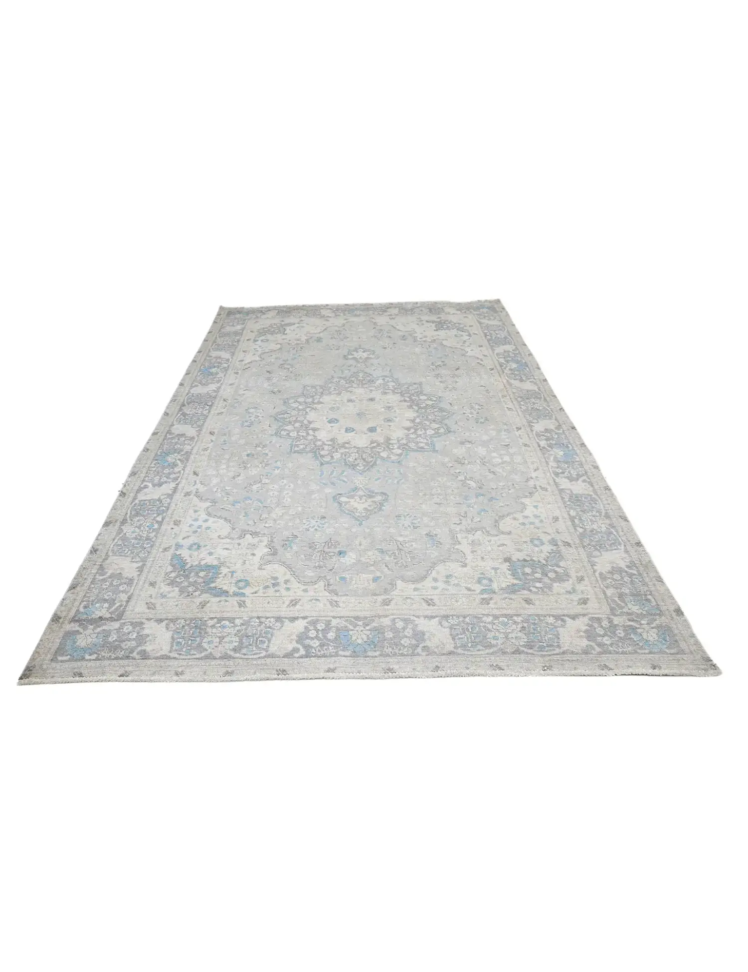 Grau Persien Persischer Vintage Teppich  306 x 203 cm - Einzigartiger handgefertigter Teppich