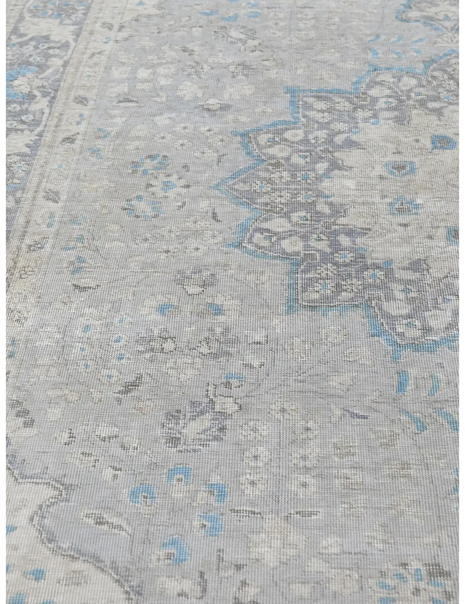Grau Persien Persischer Vintage Teppich  306 x 203 cm - Einzigartiger handgefertigter Teppich