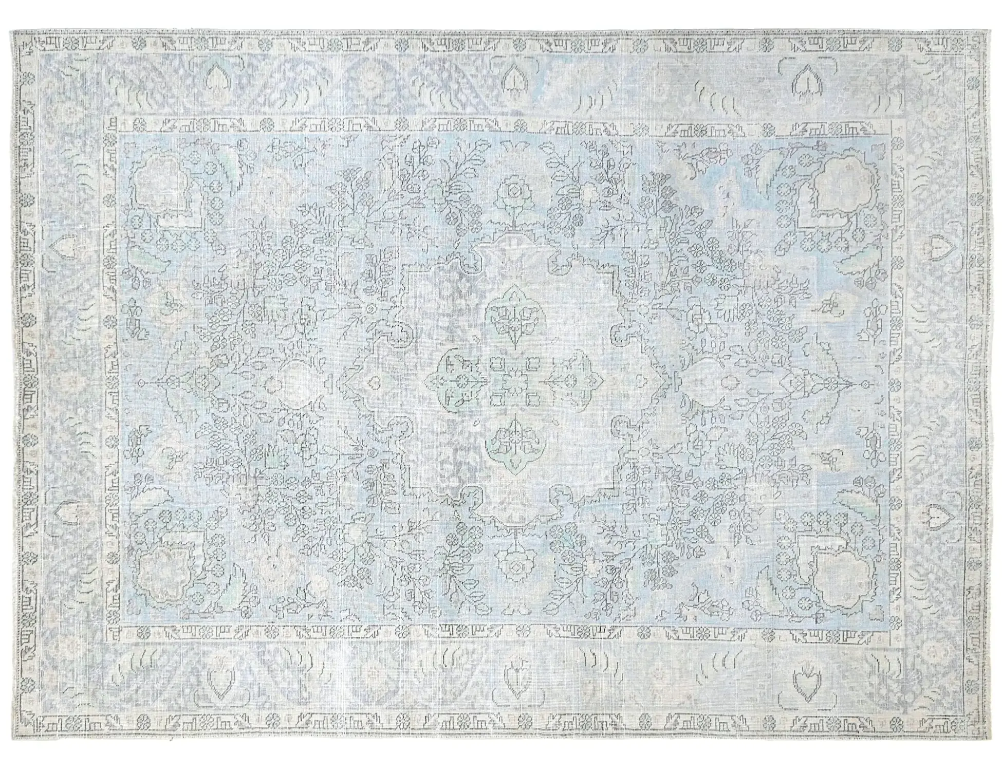 Blau Persien Persischer Vintage Teppich  272 x 199 cm - Einzigartiger handgefertigter Teppich