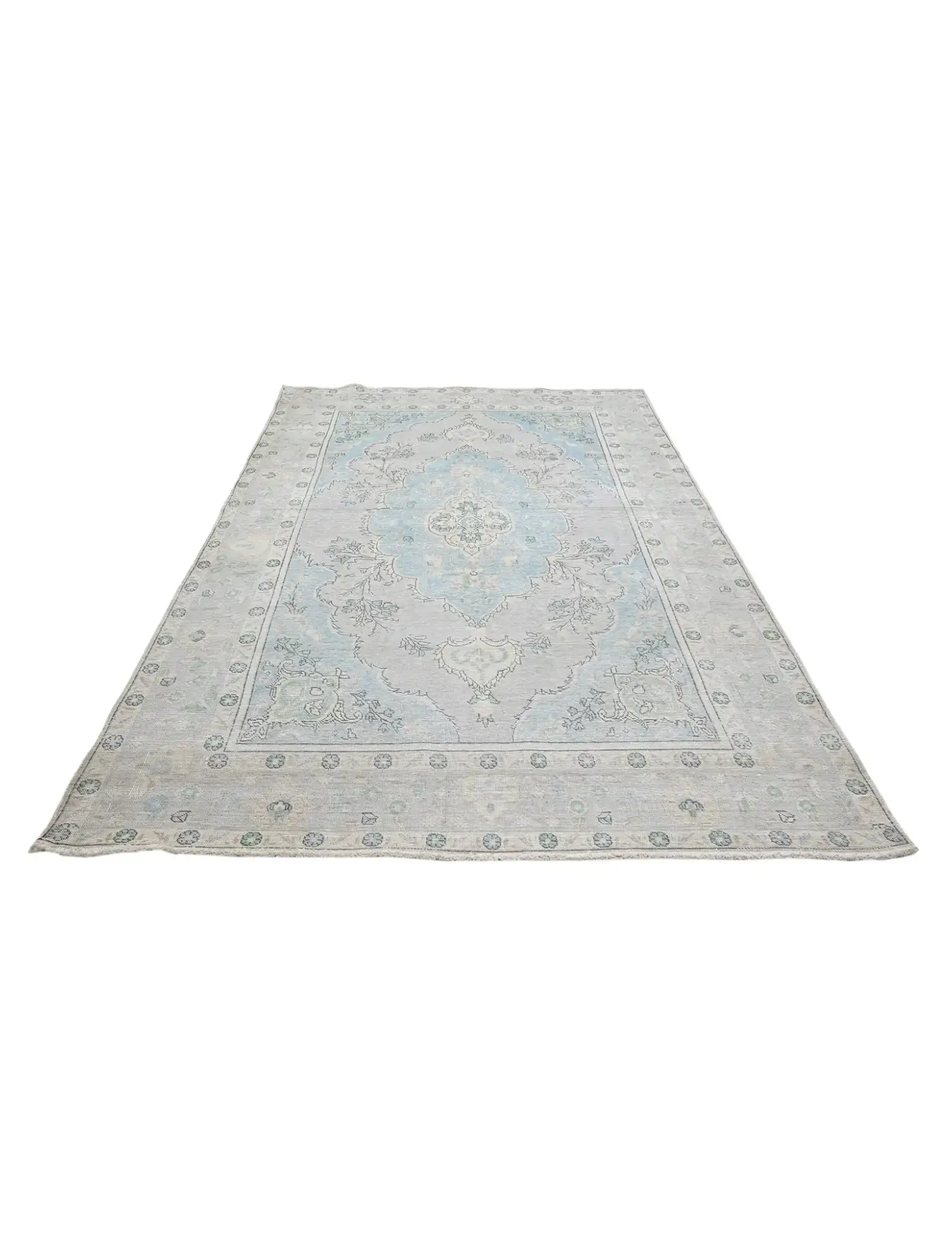 Blau Persien Persischer Vintage Teppich  288 x 195 cm - Einzigartiger handgefertigter Teppich