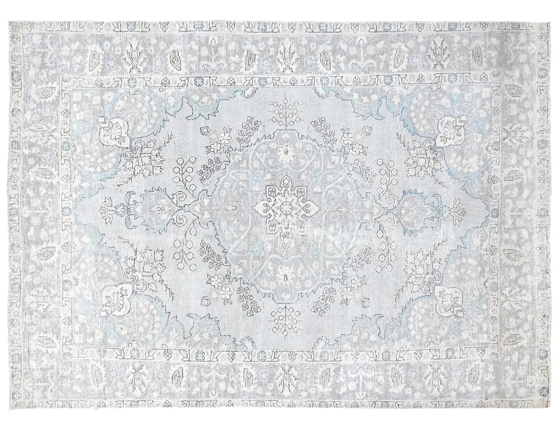 Grau Persien Persischer Vintage Teppich  288 x 201 cm - Einzigartiger handgefertigter Teppich