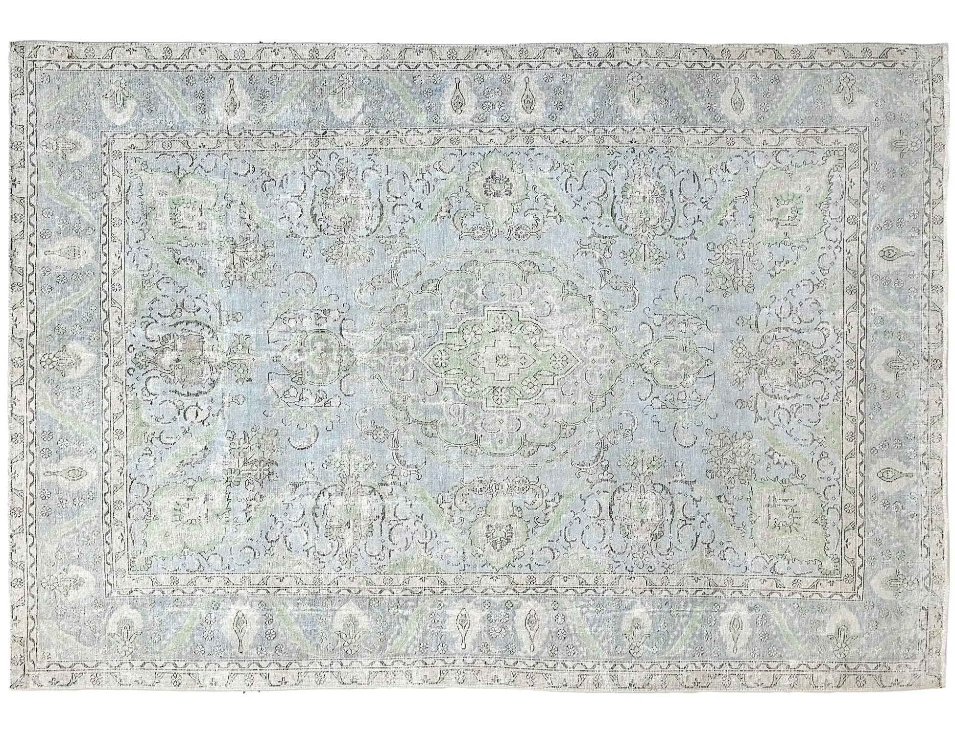 Blau Persien Persischer Vintage Teppich  317 x 220 cm - Einzigartiger handgefertigter Teppich