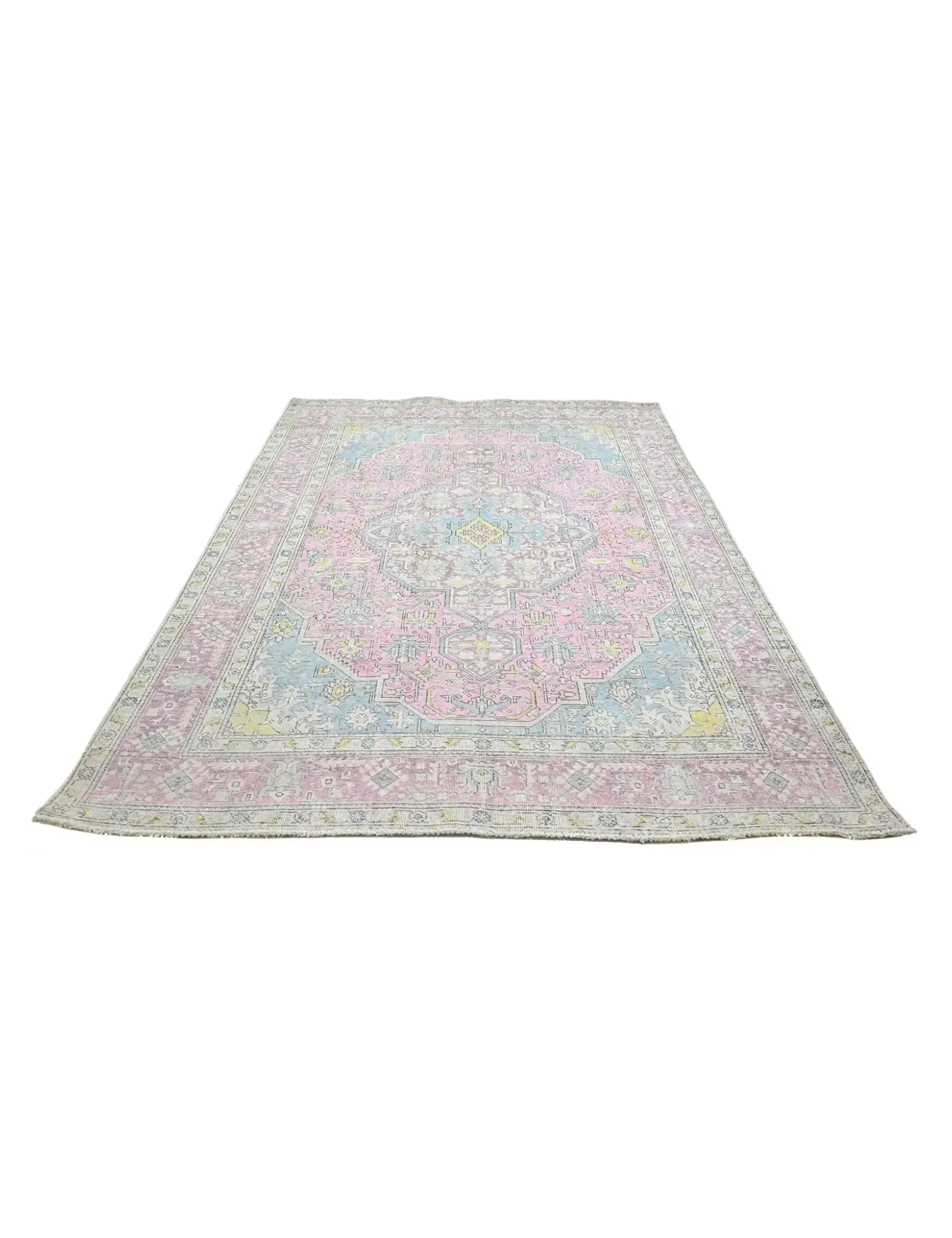 Grau Persien Persischer Vintage Teppich  279 x 192 cm - Einzigartiger handgefertigter Teppich