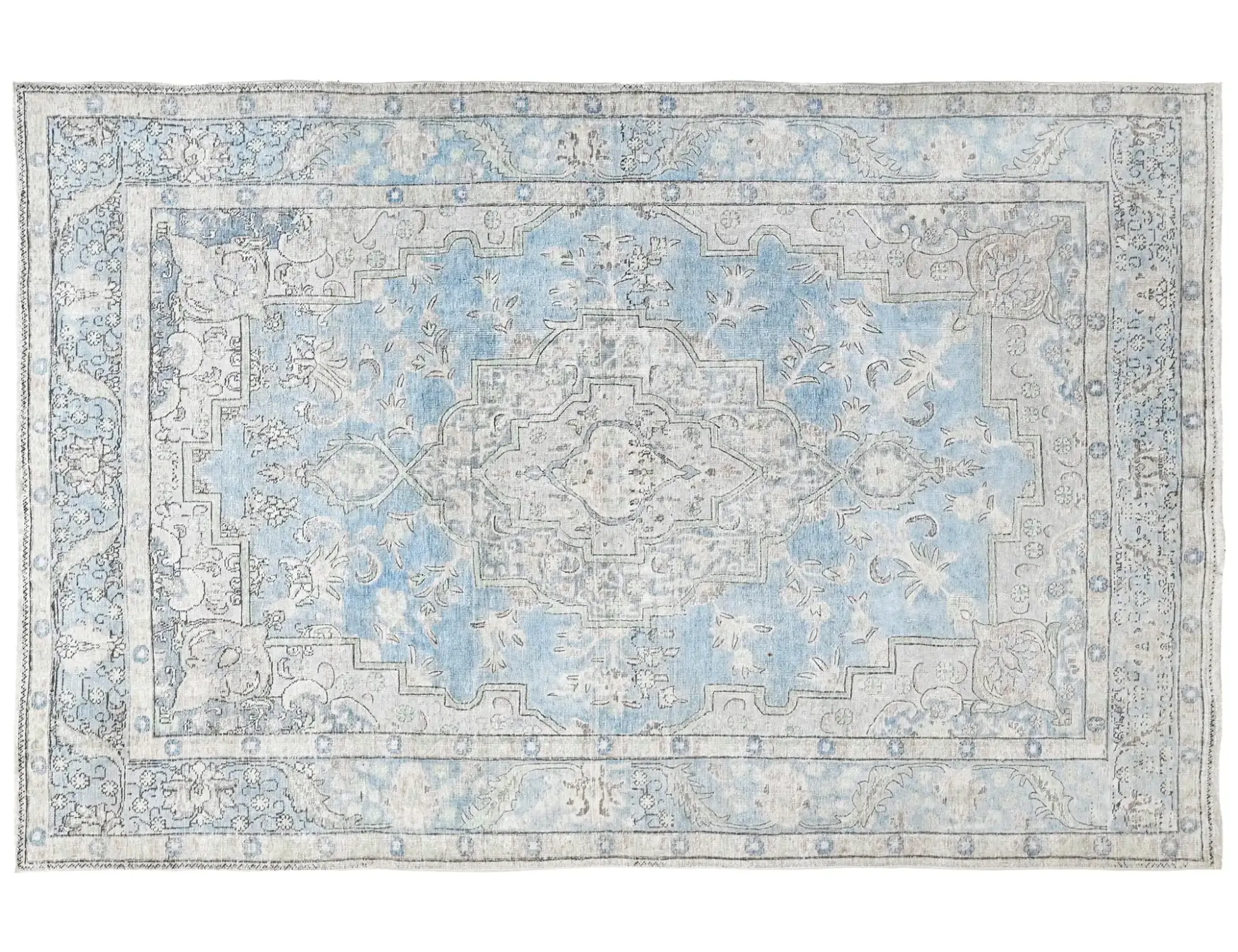Blå persia Persisk vintage teppe  306 x 199 cm - Unikt håndlaget teppe