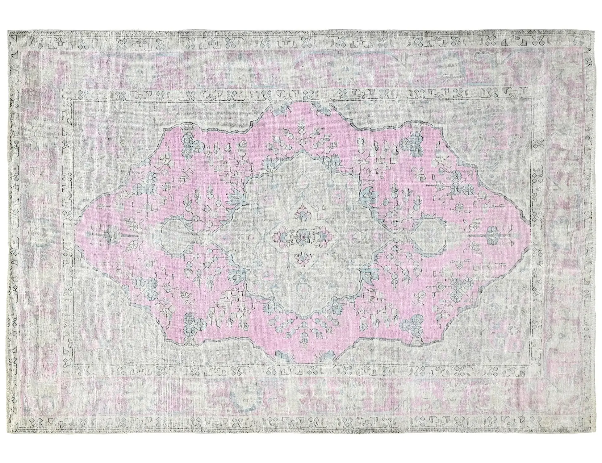 Grau Persien Persischer Vintage Teppich  283 x 196 cm - Einzigartiger handgefertigter Teppich