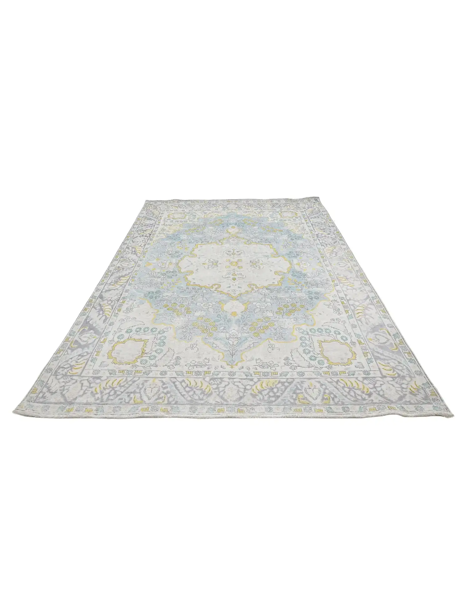 Blå Persien Persisk Vintagetæppe  274 x 194 cm - Unikt håndlavet tæppe