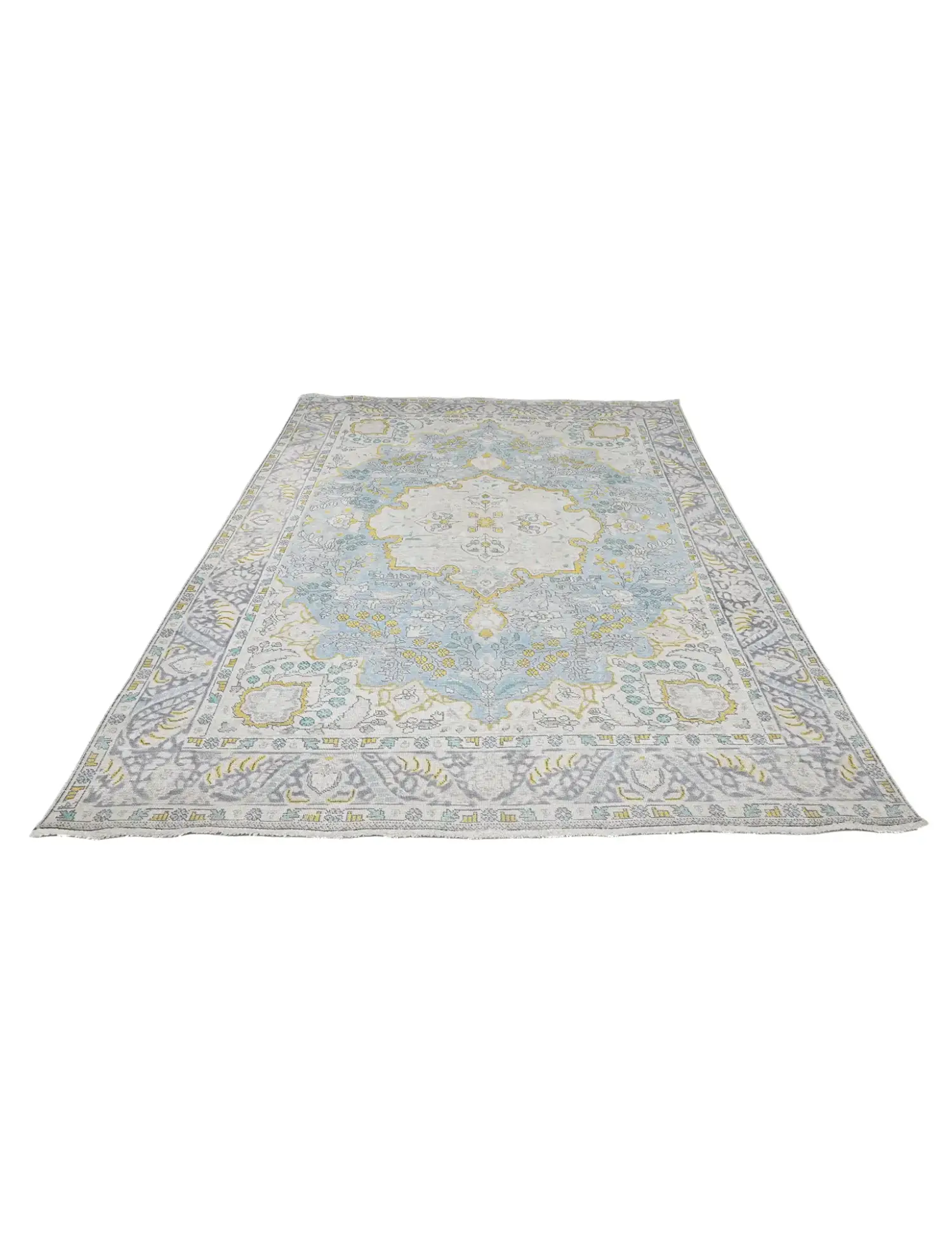 Blå Persien Persisk Vintagetæppe  274 x 194 cm - Unikt håndlavet tæppe