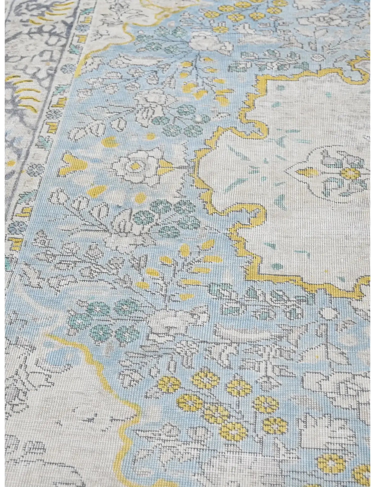 Blå Persien Persisk Vintagetæppe  274 x 194 cm - Unikt håndlavet tæppe