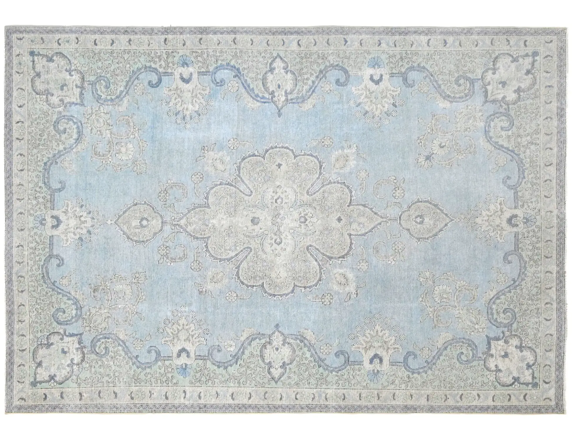 Blau Persien Persischer Vintage Teppich  326 x 223 cm - Einzigartiger handgefertigter Teppich