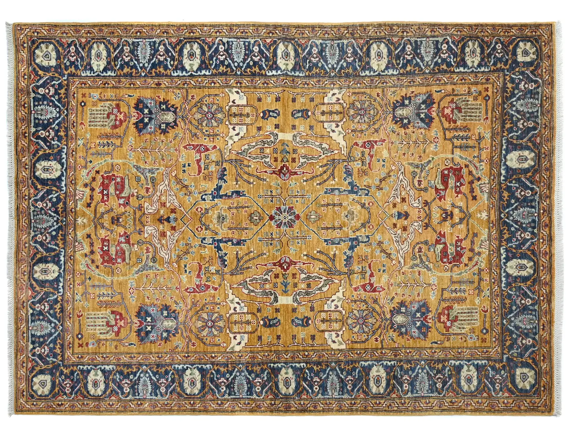Yellow  Afghanistan Ziegler Carpet  237 x 169 cm - Unique Handmade Carpet