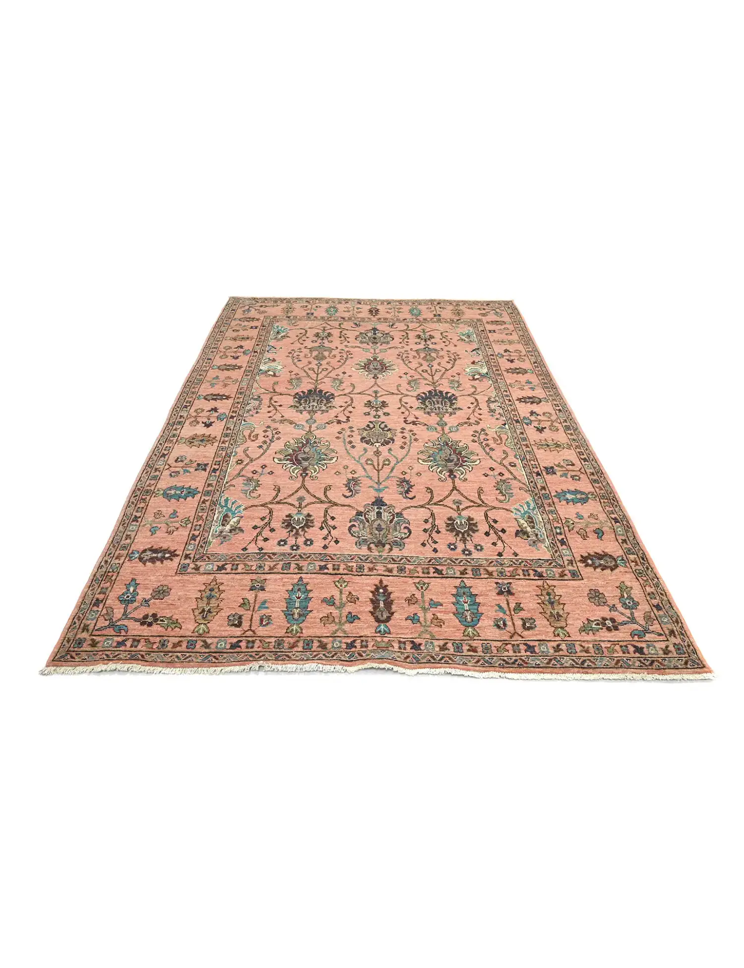 Rosa Afghanistan Ziegler Teppich  253 x 177 cm - Einzigartiger handgefertigter Teppich