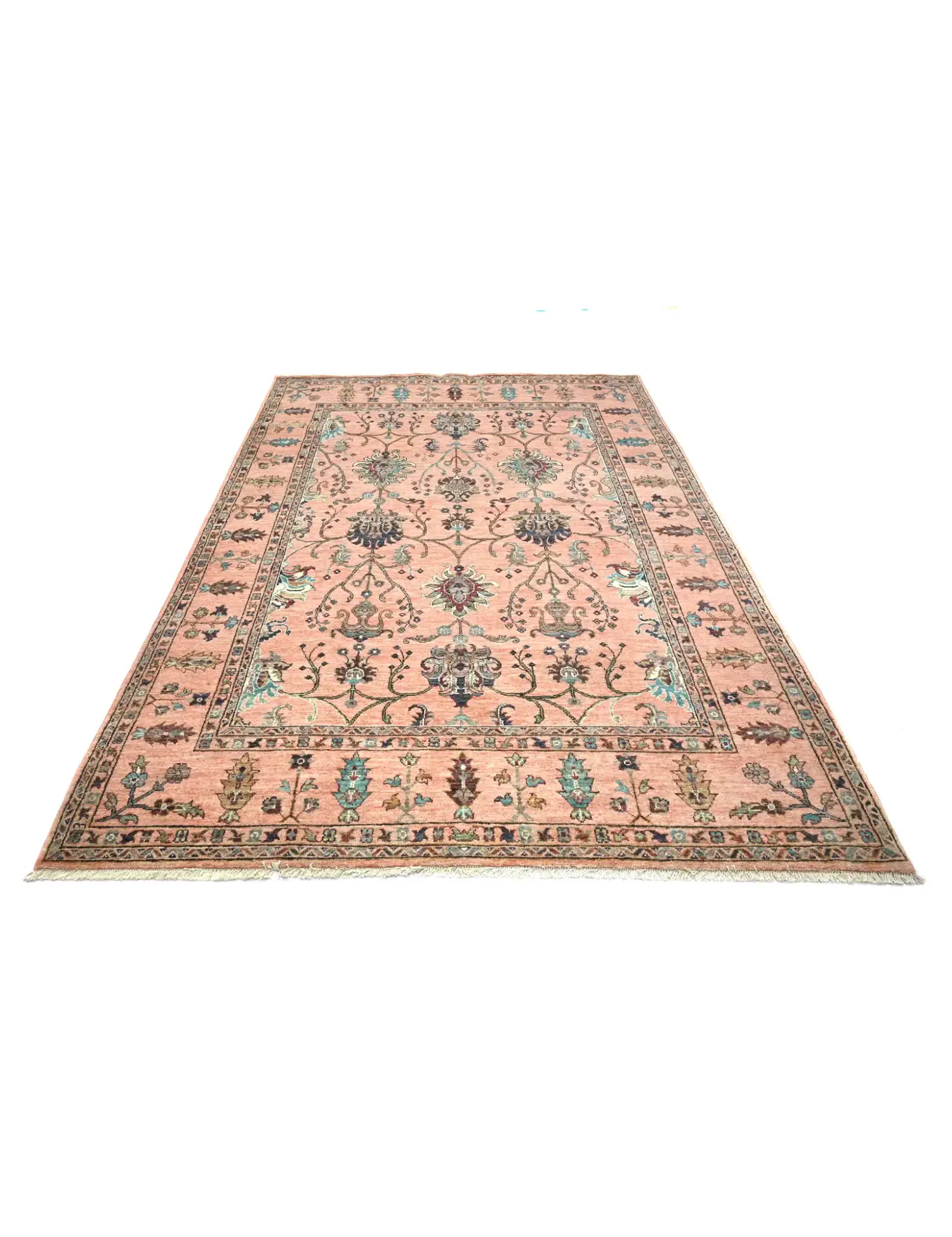 Rosa Afghanistan Ziegler Teppich  253 x 177 cm - Einzigartiger handgefertigter Teppich