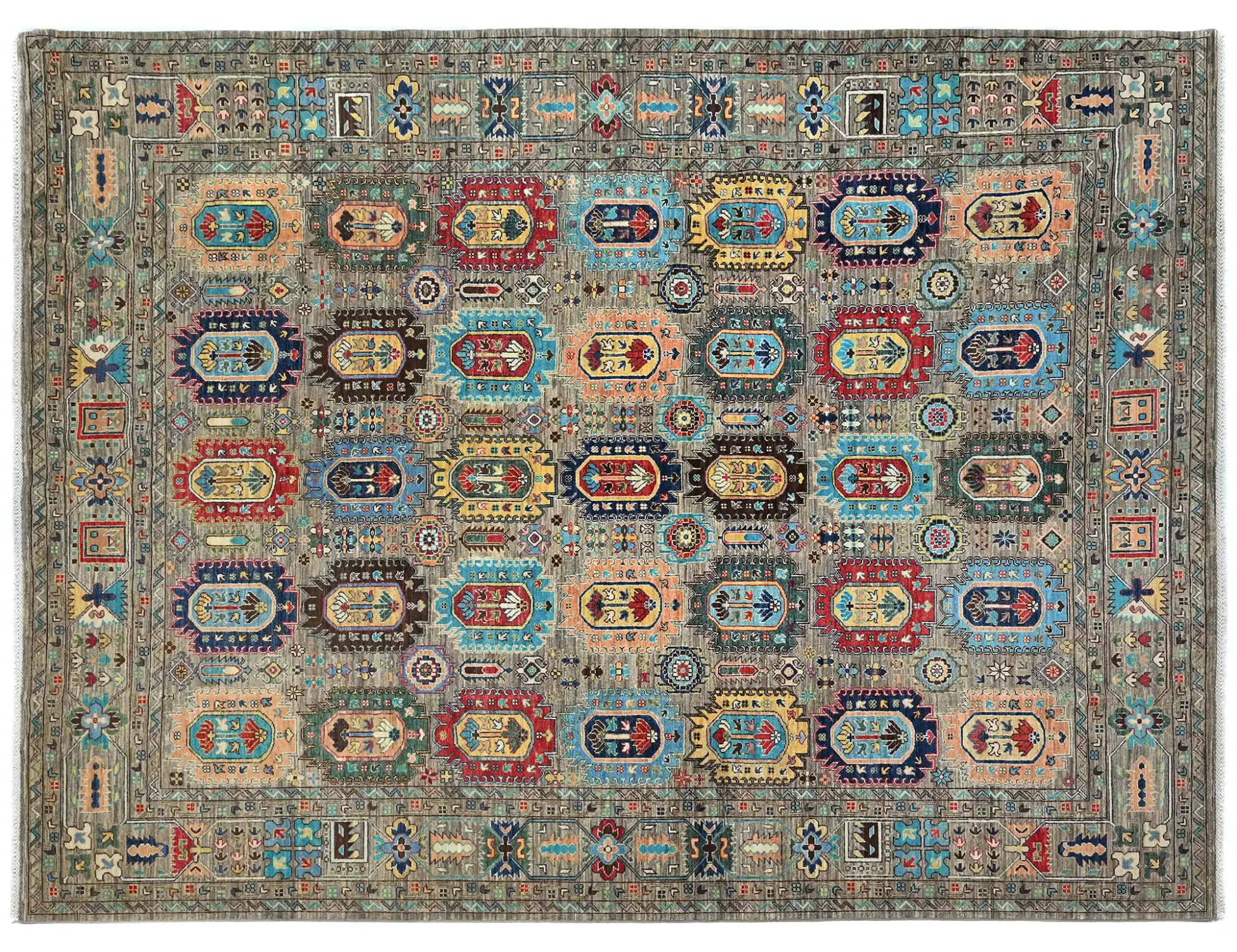 Grey Afghanistan Ziegler Carpet  374 x 276 cm - Unique Handmade Carpet
