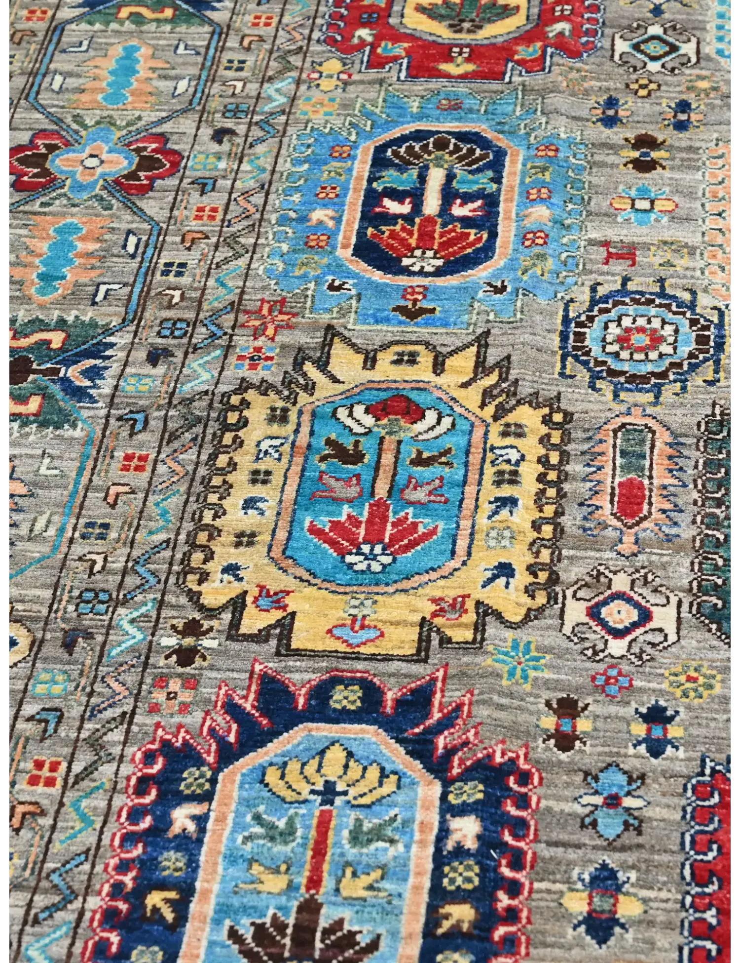 Grey Afghanistan Ziegler Carpet  374 x 276 cm - Unique Handmade Carpet