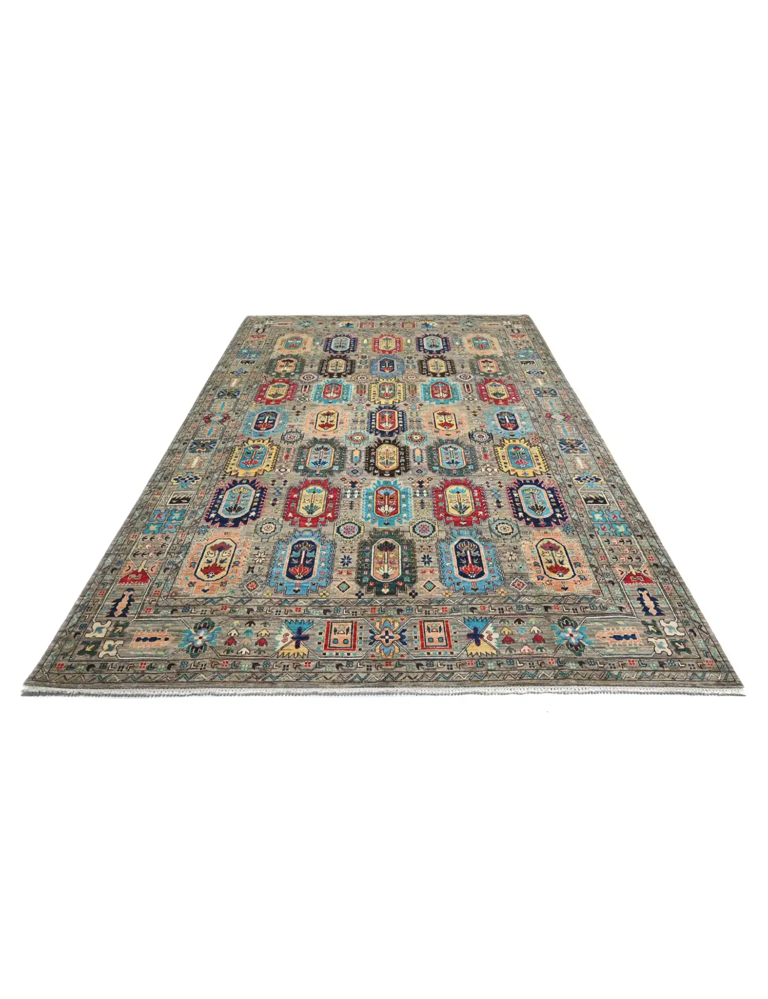 Grey Afghanistan Ziegler Carpet  374 x 276 cm - Unique Handmade Carpet