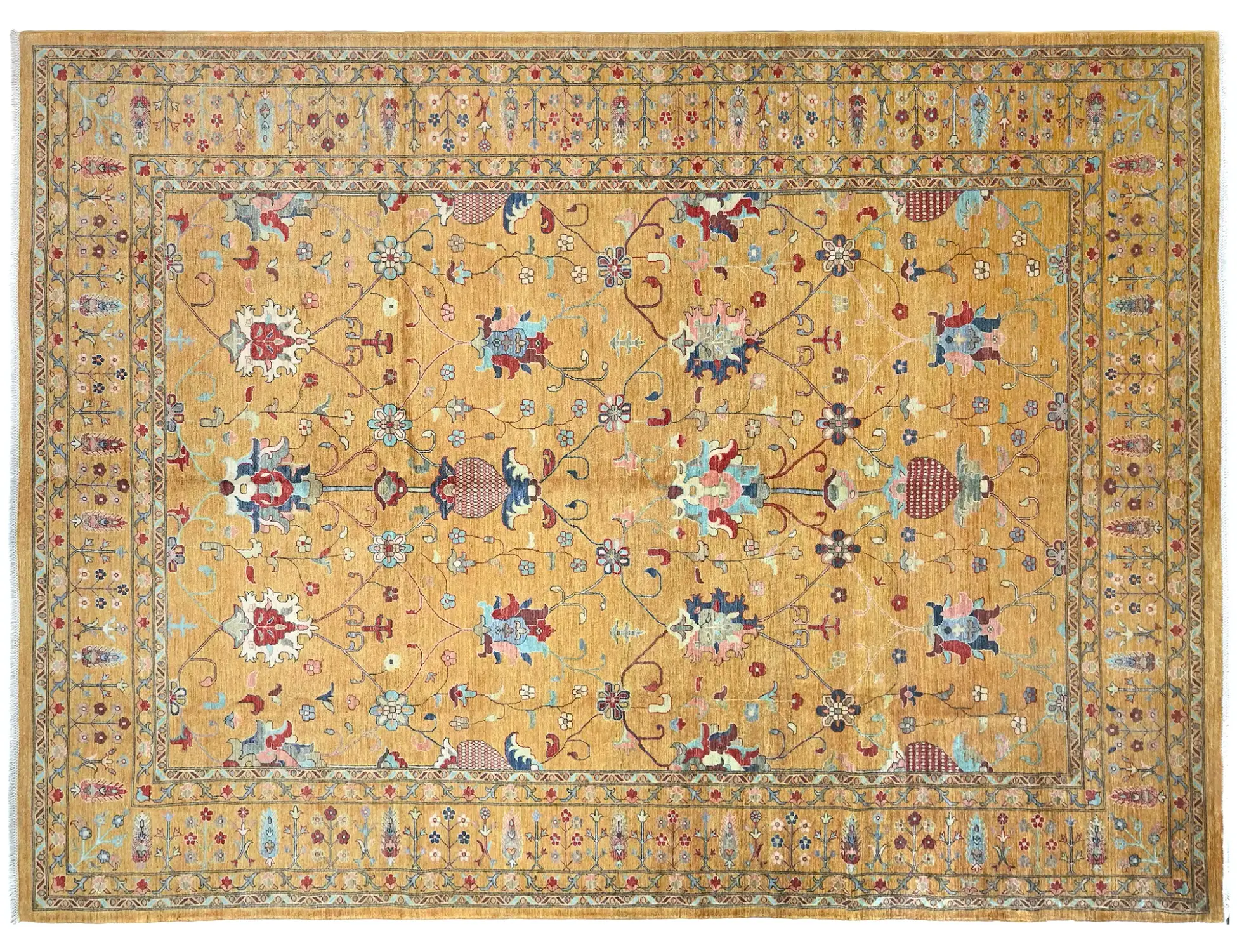 Gelb Afghanistan Ziegler Teppich  417 x 306 cm - Einzigartiger handgefertigter Teppich