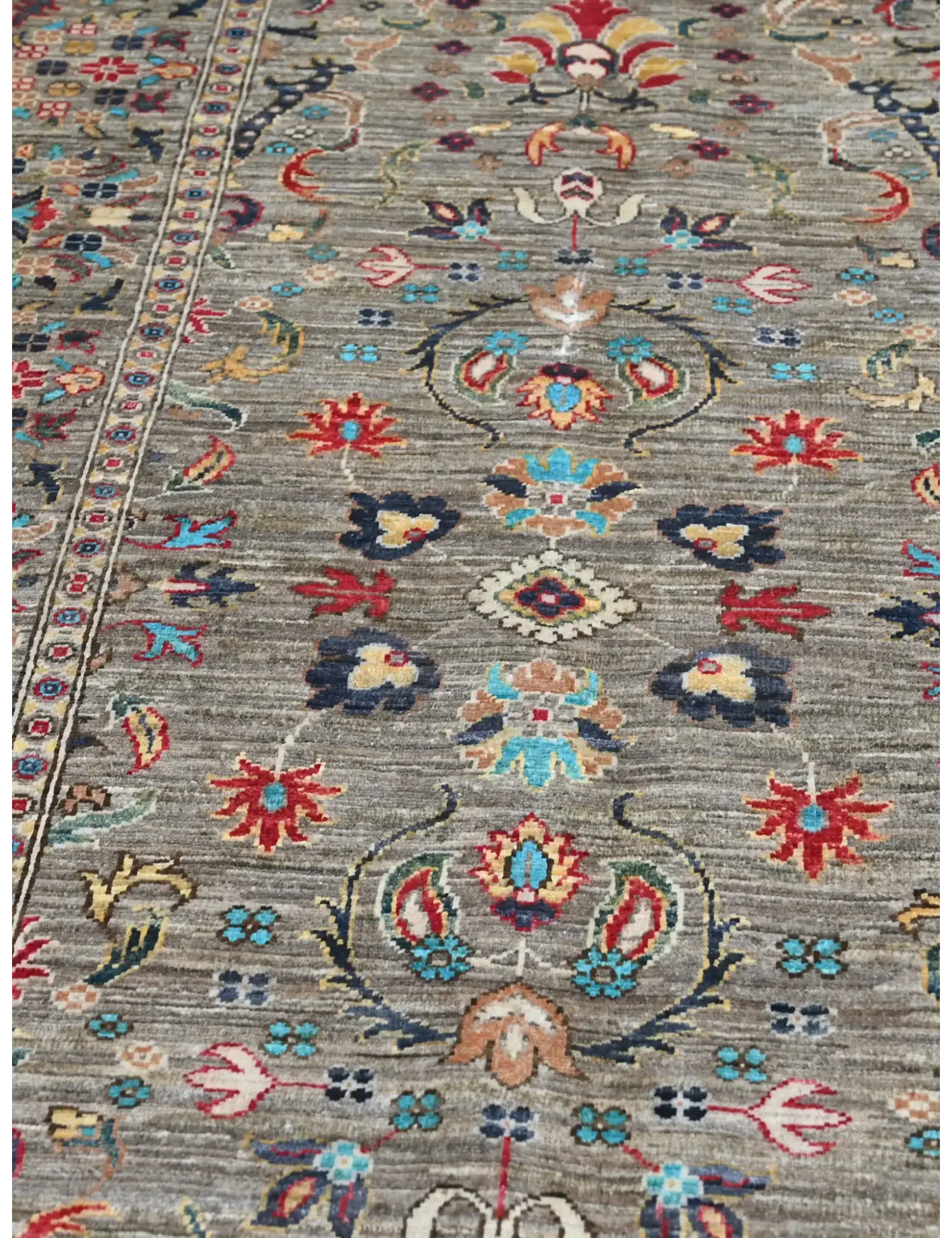 Grau Afghanistan Ziegler Teppich  310 x 248 cm - Einzigartiger handgefertigter Teppich