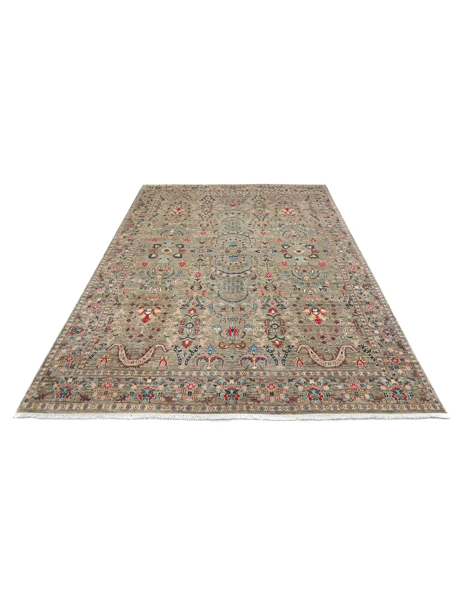 Grau Afghanistan Ziegler Teppich  310 x 248 cm - Einzigartiger handgefertigter Teppich