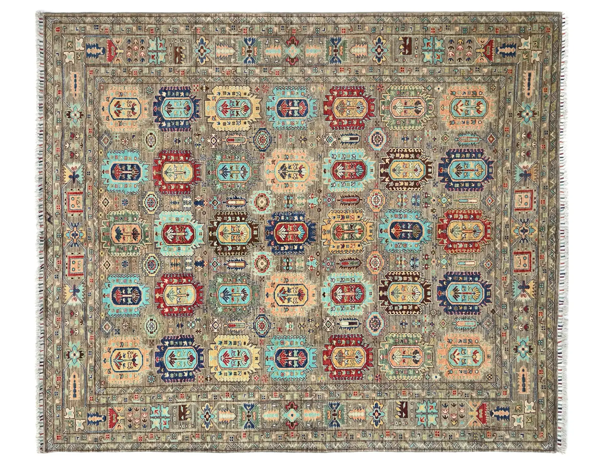 Grey Afghanistan Ziegler Carpet  298 x 248 cm - Unique Handmade Carpet