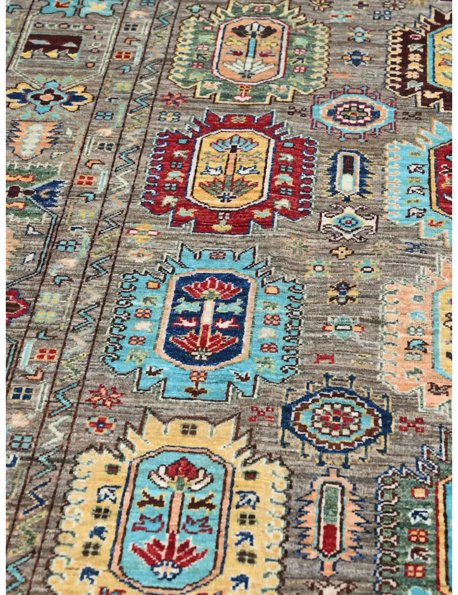 Grey Afghanistan Ziegler Carpet  298 x 248 cm - Unique Handmade Carpet