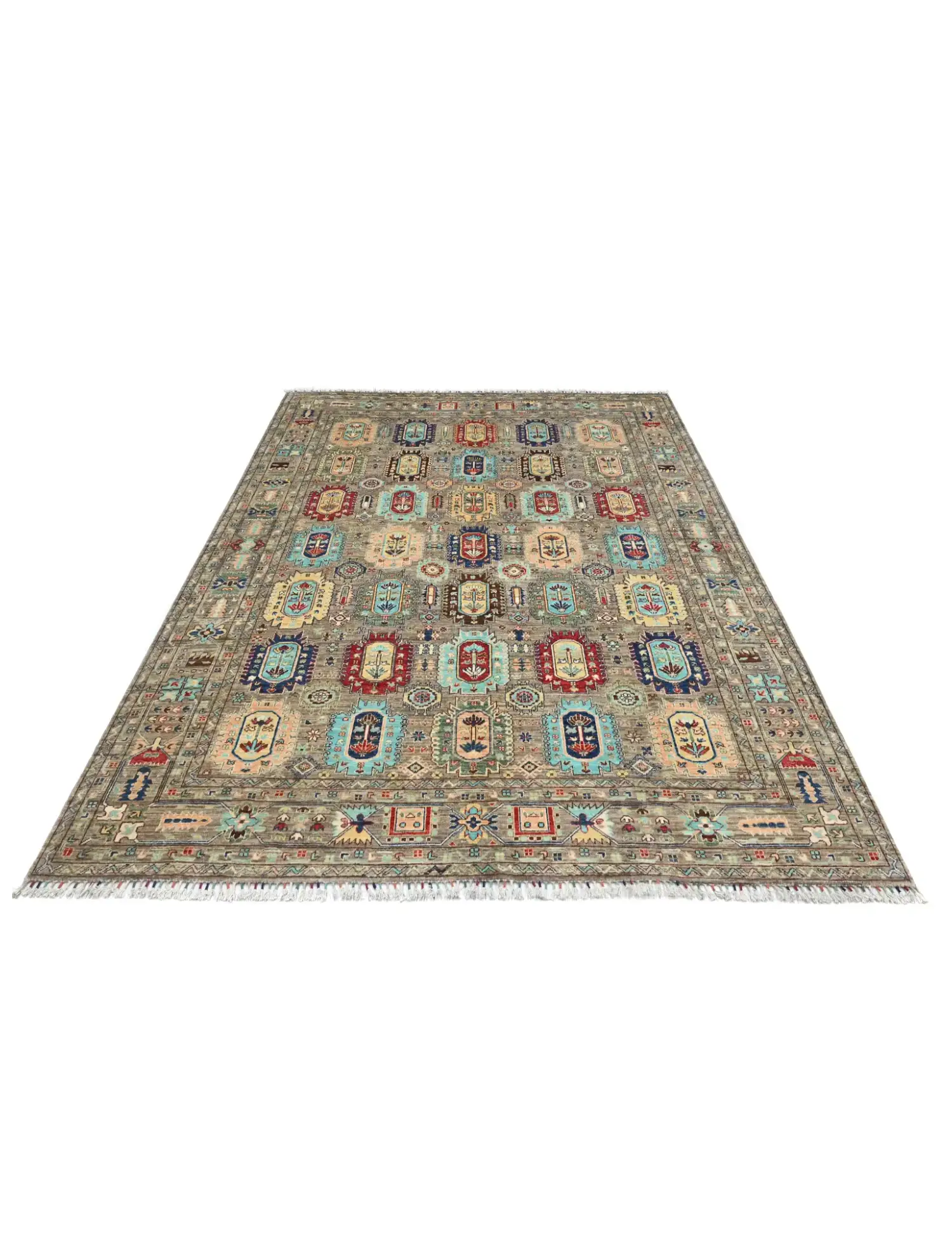 Grey Afghanistan Ziegler Carpet  298 x 248 cm - Unique Handmade Carpet