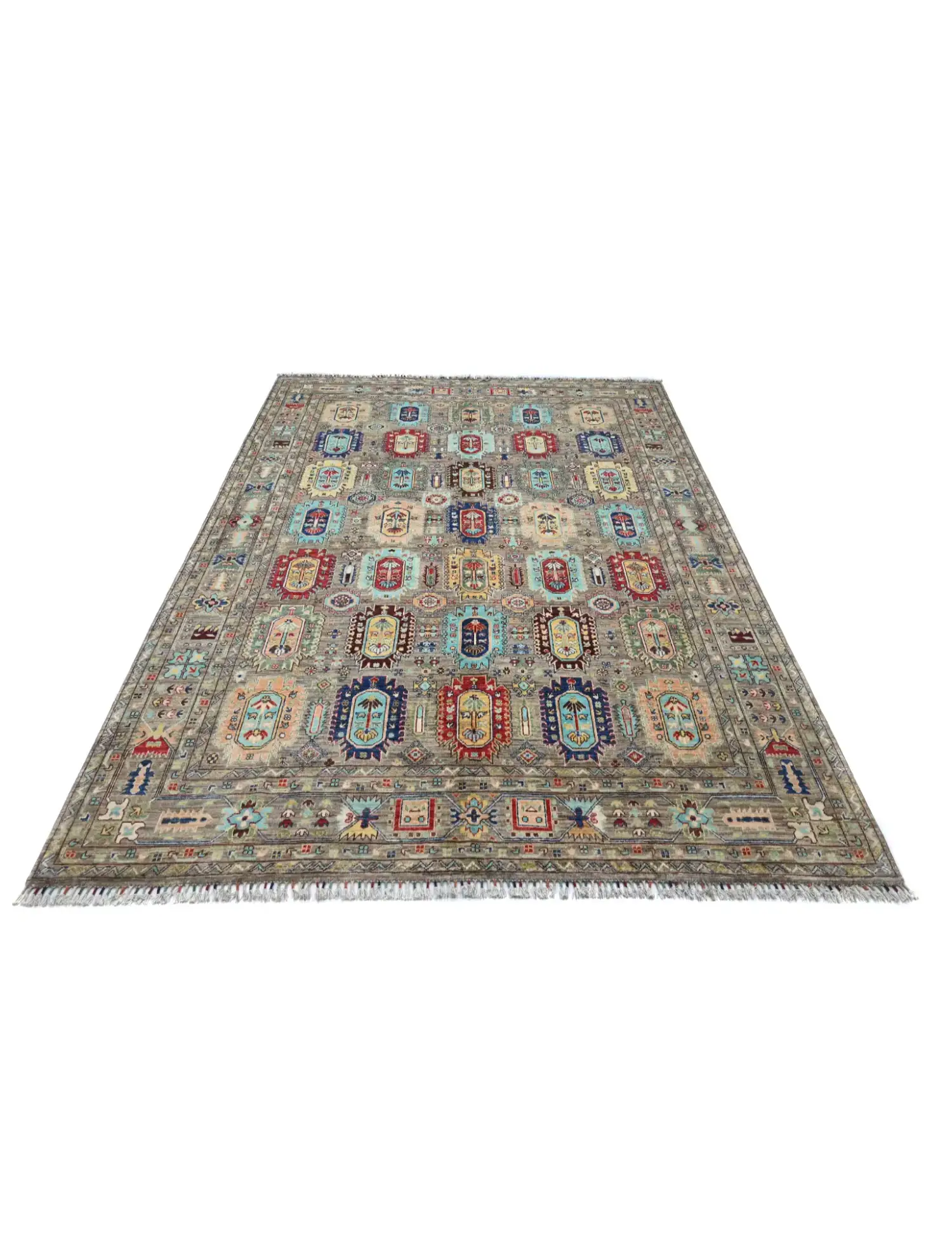 Grey Afghanistan Ziegler Carpet  298 x 248 cm - Unique Handmade Carpet