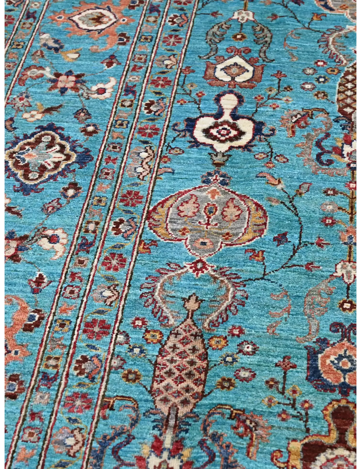 Turkoise  Afghanistan Ziegler Carpet  305 x 257 cm - Unique Handmade Carpet