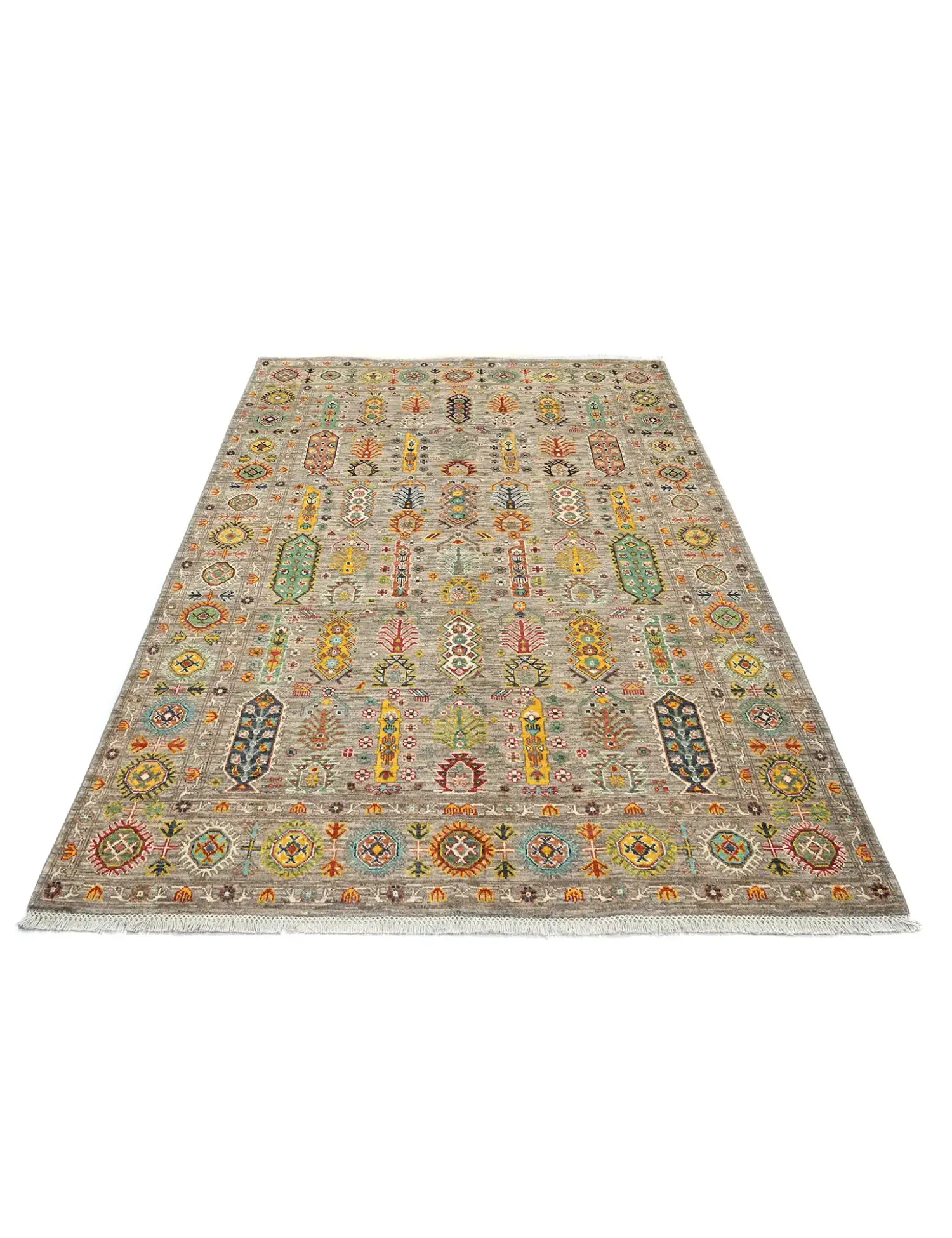 Grey Afghanistan Ziegler Carpet  237 x 169 cm - Unique Handmade Carpet