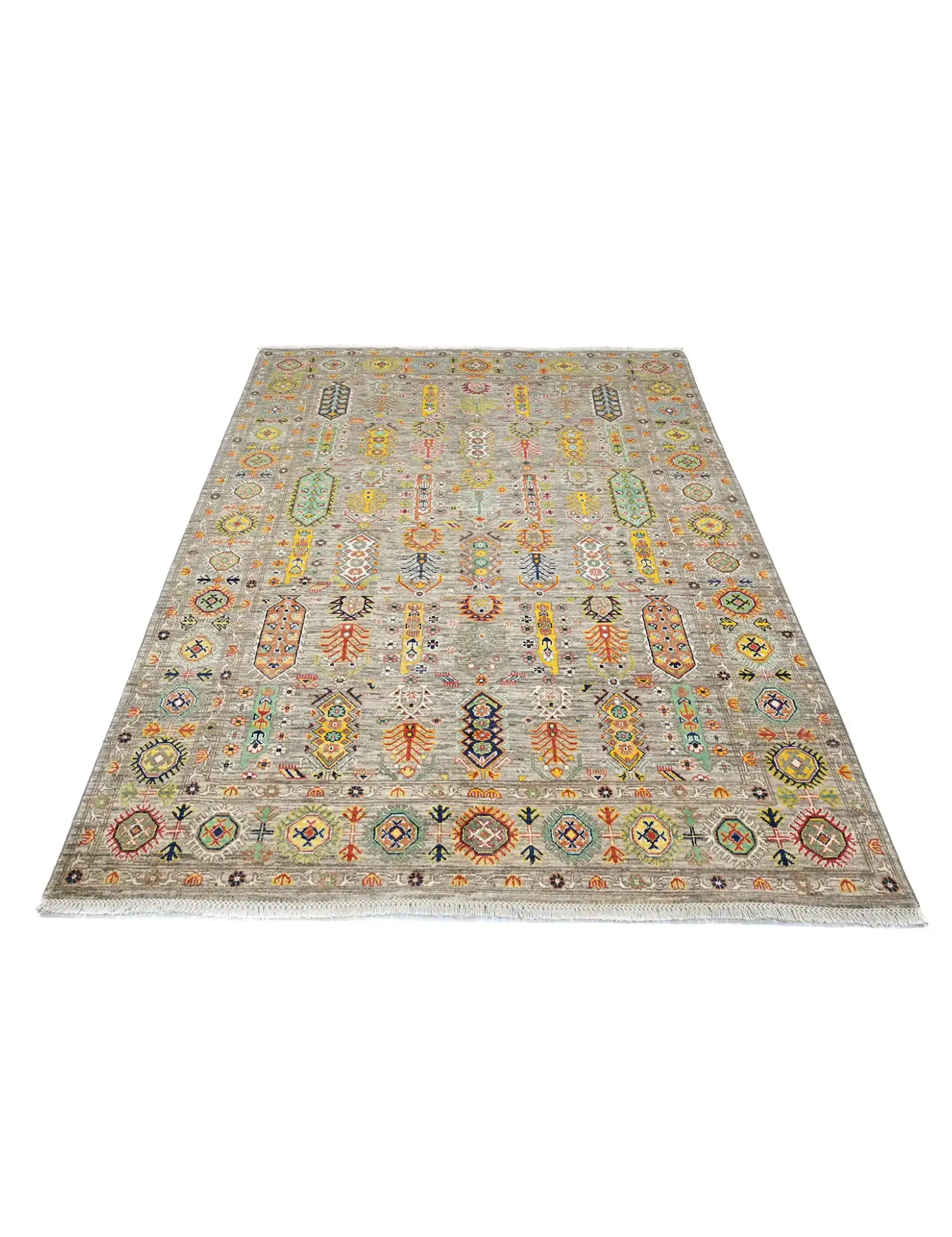 Grey Afghanistan Ziegler Carpet  237 x 169 cm - Unique Handmade Carpet