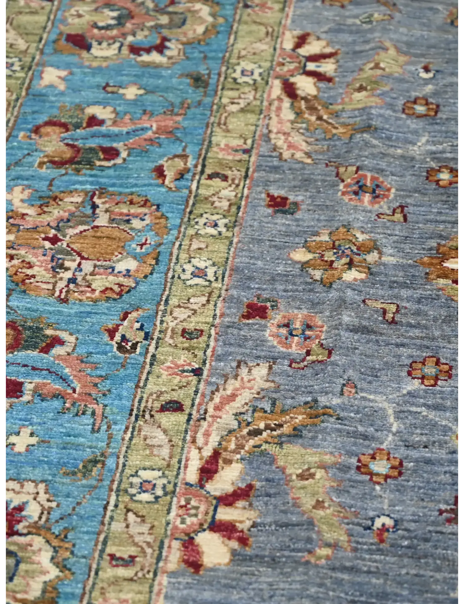 Blau Afghanistan Ziegler Teppich 302 x 203 cm - Einzigartiger handgefertigter Teppich