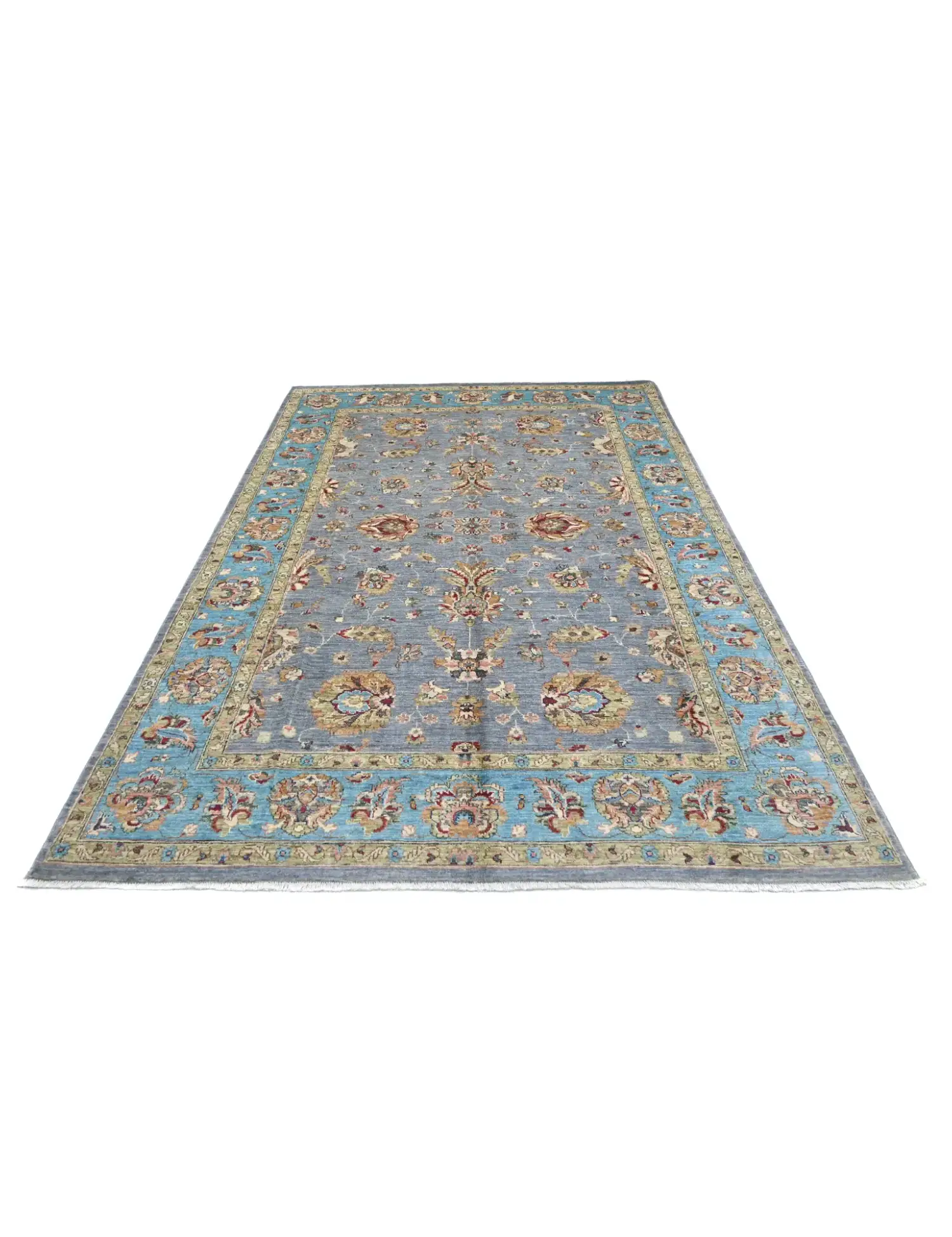 Blau Afghanistan Ziegler Teppich 302 x 203 cm - Einzigartiger handgefertigter Teppich