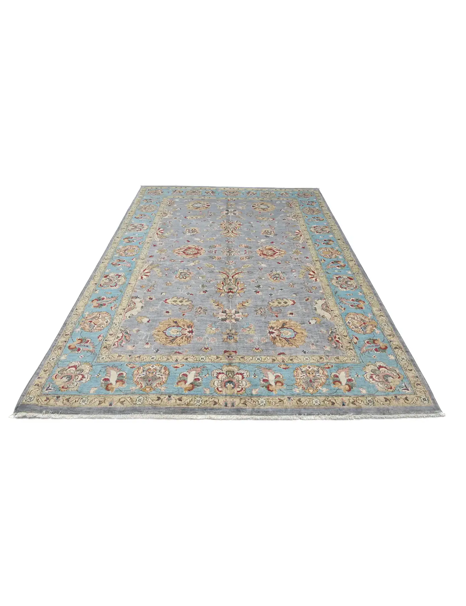 Blau Afghanistan Ziegler Teppich 302 x 203 cm - Einzigartiger handgefertigter Teppich
