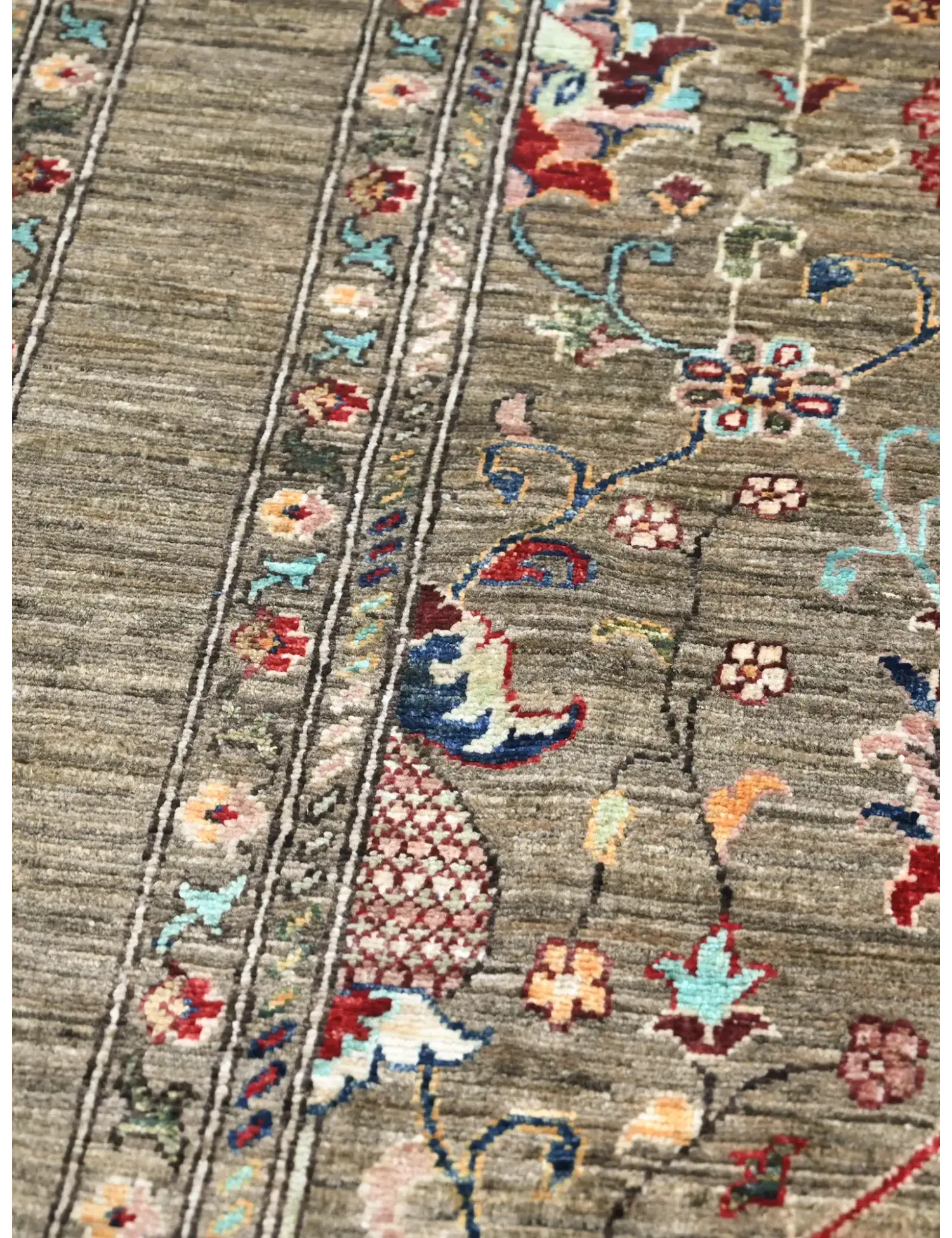 Grau Afghanistan Ziegler Teppich 242 x 168 cm - Einzigartiger handgefertigter Teppich