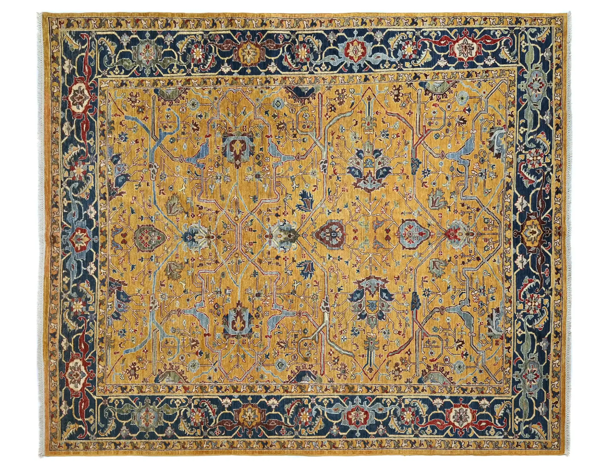 Jaune Afghanistan Tapis Ziegler  277 x 191 cm - Tapis fait main unique
