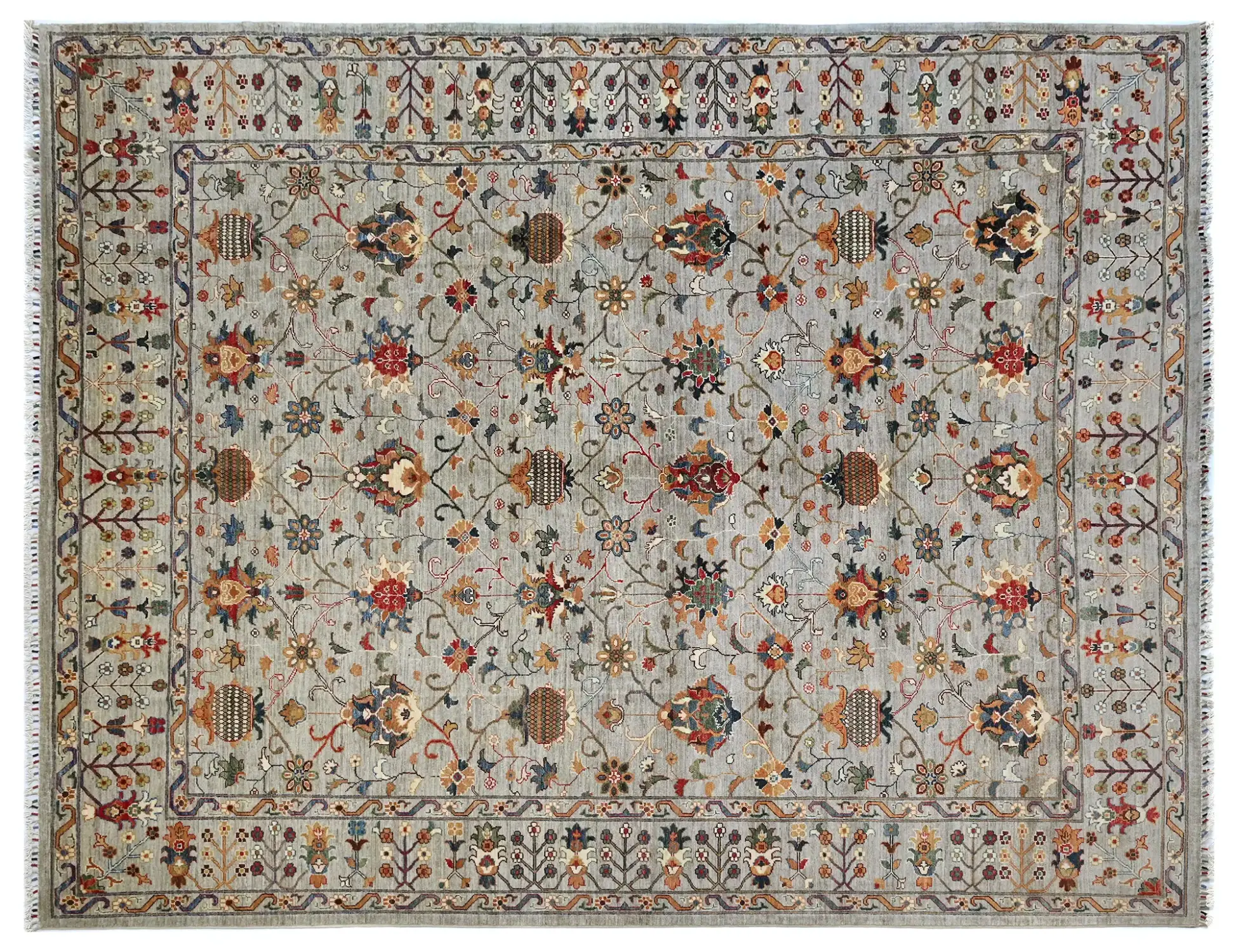 Grey Afghanistan Ziegler Carpet  360 x 276 cm - Unique Handmade Carpet