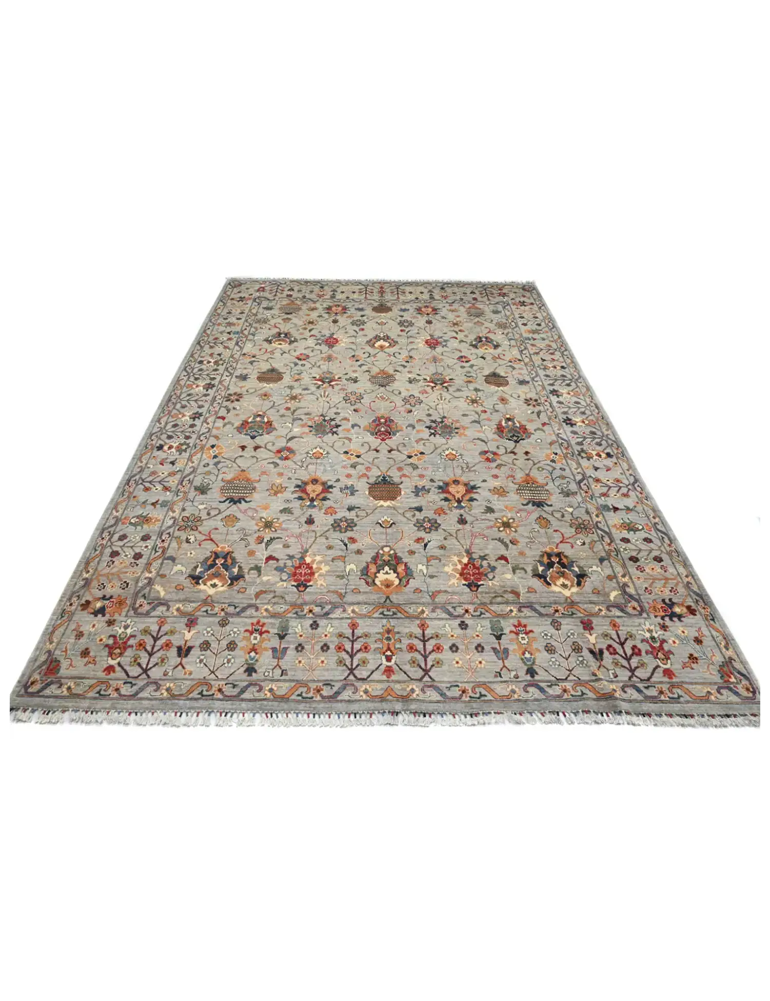 Grau Afghanistan Ziegler Teppich 360 x 276 cm - Einzigartiger handgefertigter Teppich