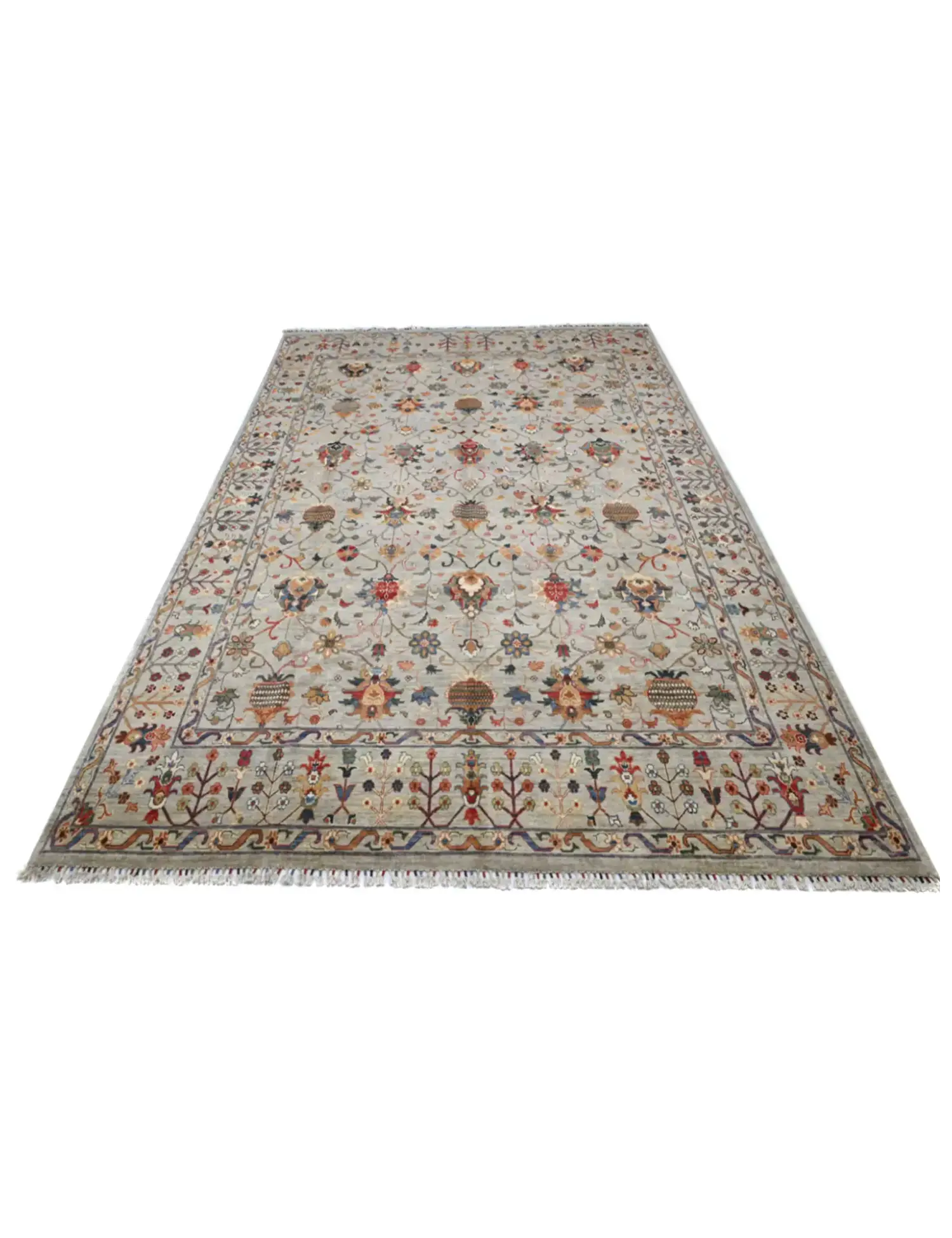 Grau Afghanistan Ziegler Teppich 360 x 276 cm - Einzigartiger handgefertigter Teppich