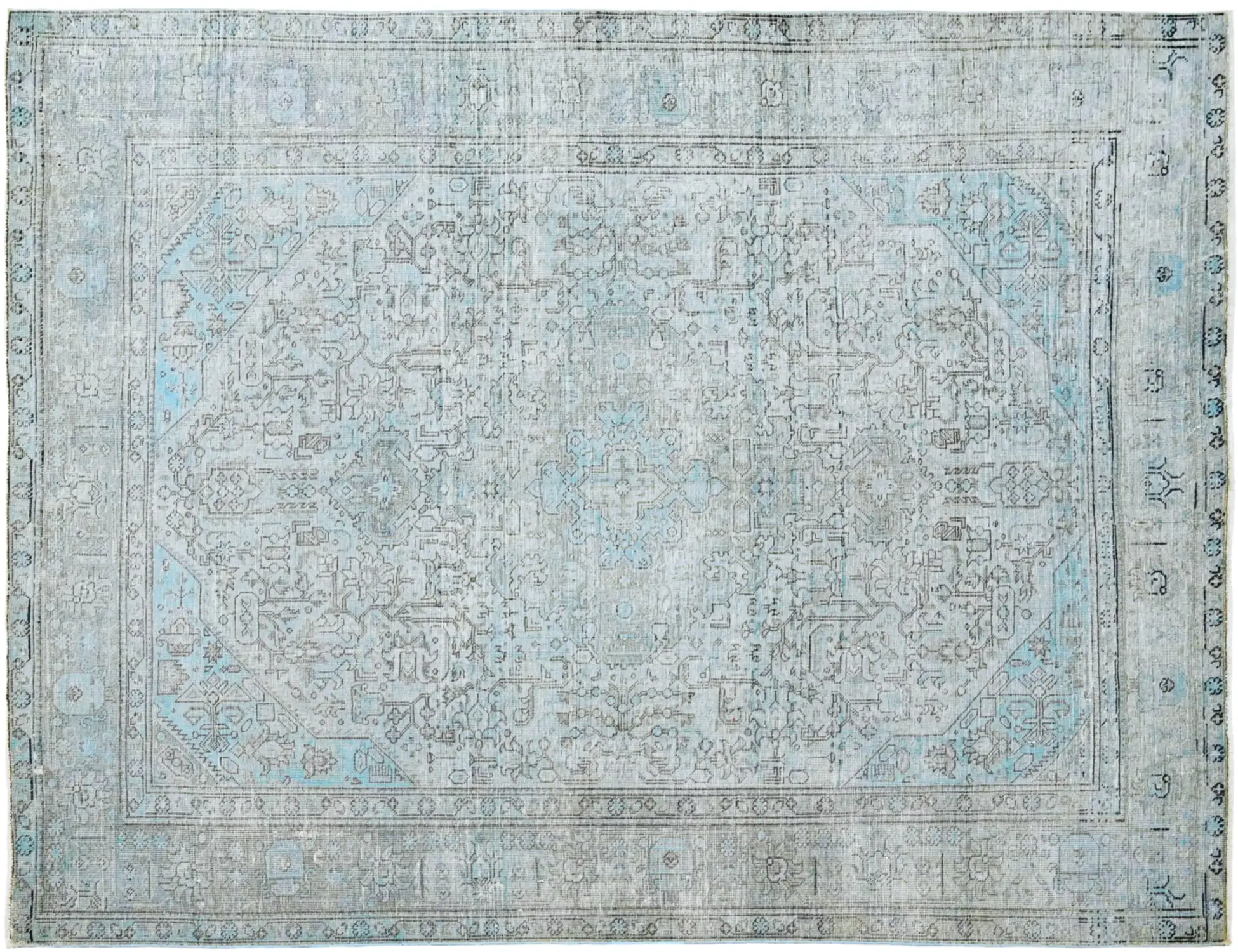 Blå Persien Persisk Vintagetæppe 274 x 198 cm - Unikt håndlavet tæppe