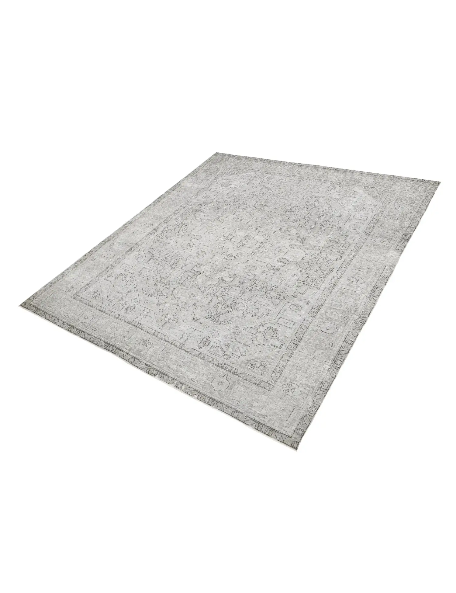 Grau Persien Persischer Vintage Teppich 284 x 195 cm - Einzigartiger handgefertigter Teppich