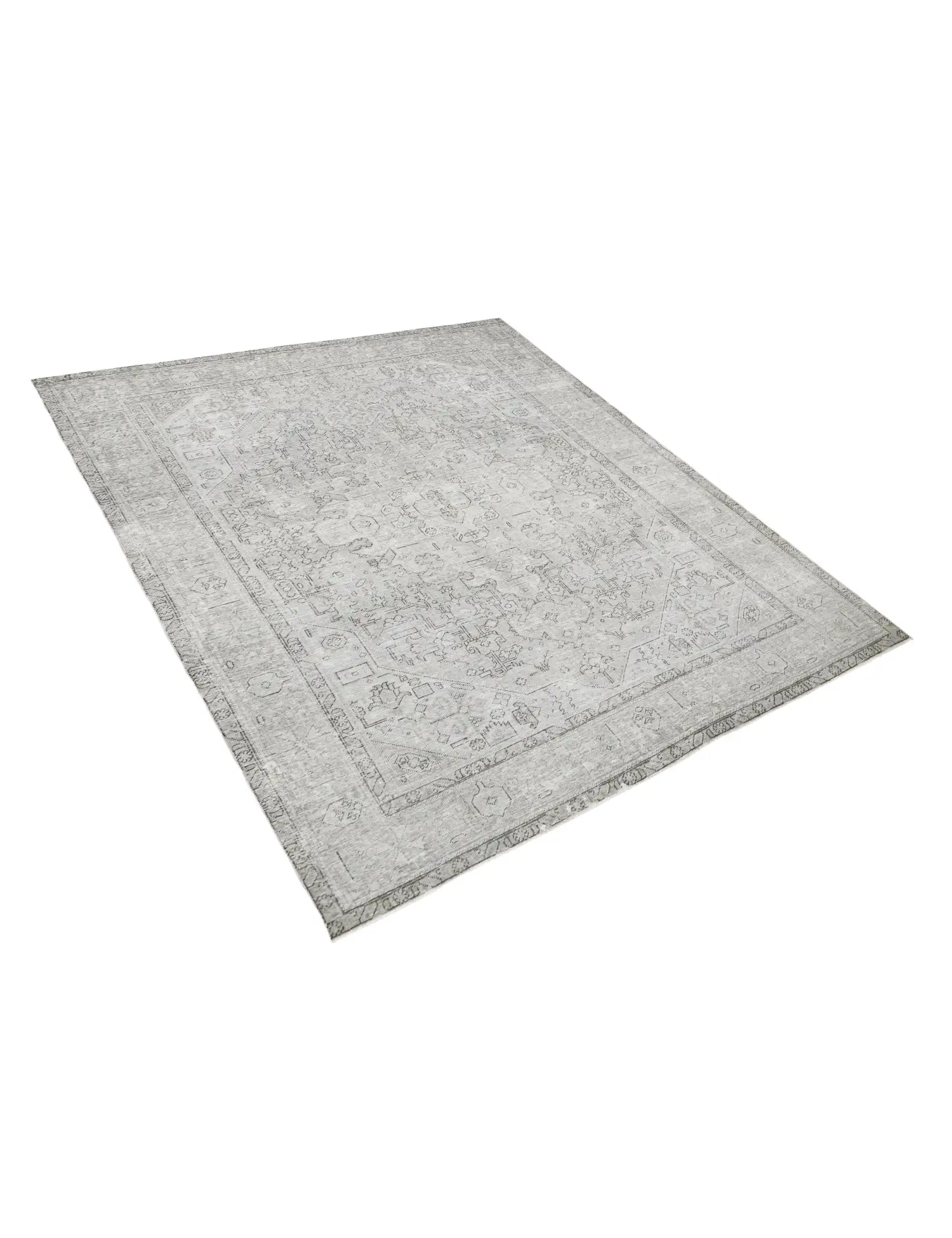 Grau Persien Persischer Vintage Teppich 284 x 195 cm - Einzigartiger handgefertigter Teppich
