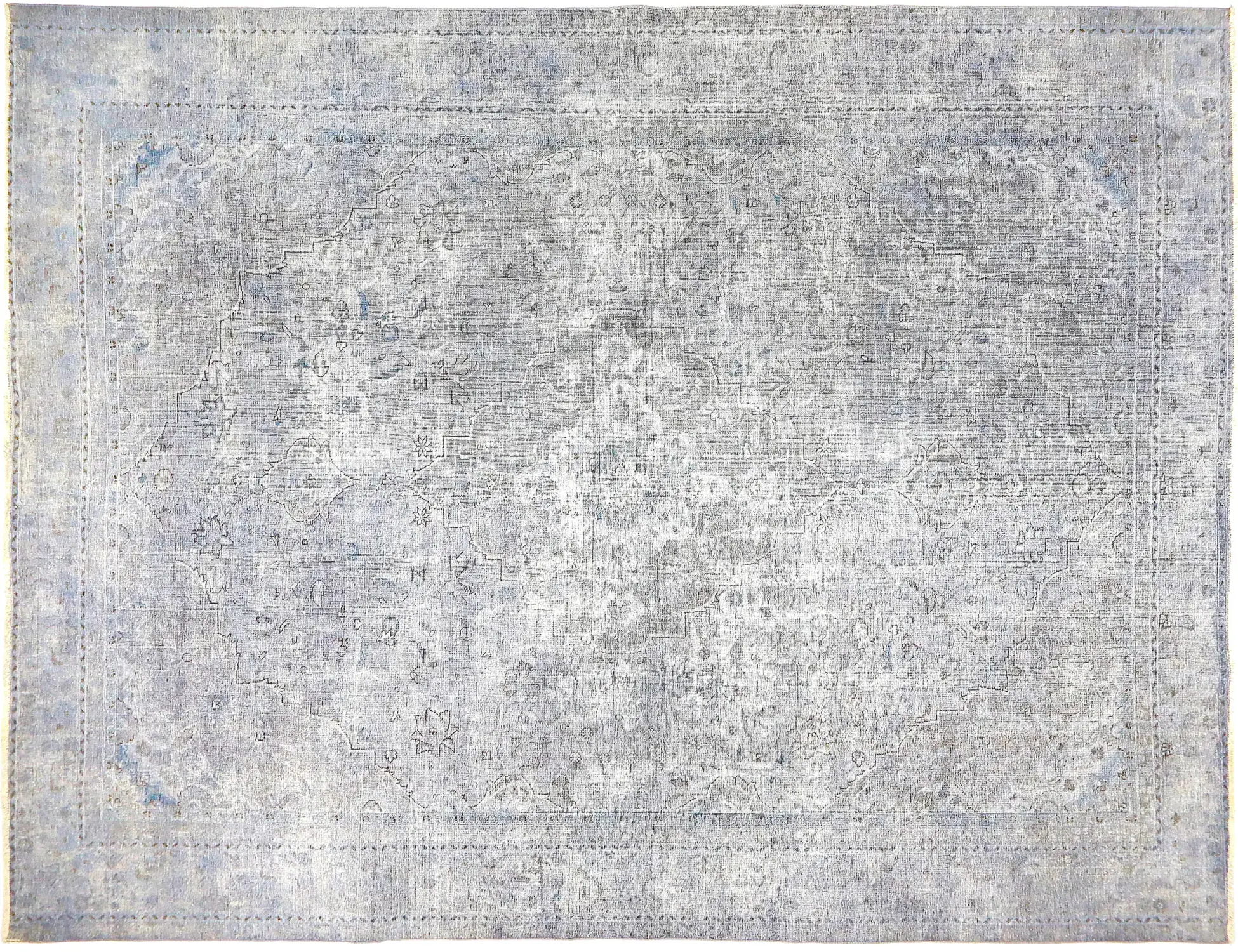 Grau Persien Persischer Vintage Teppich 356 x 280 cm - Einzigartiger handgefertigter Teppich